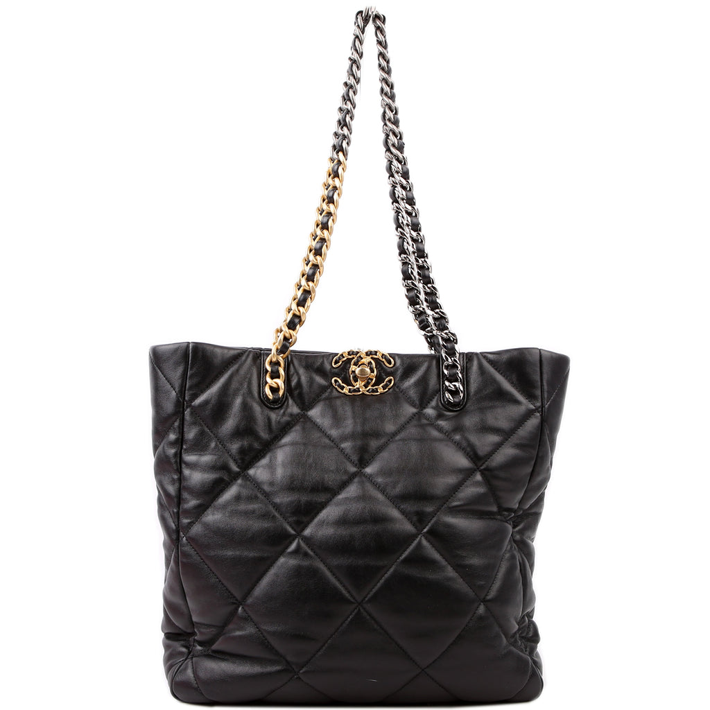 Chanel Chanel 19 Quilted Goatskin N/S Shopping Tote Black