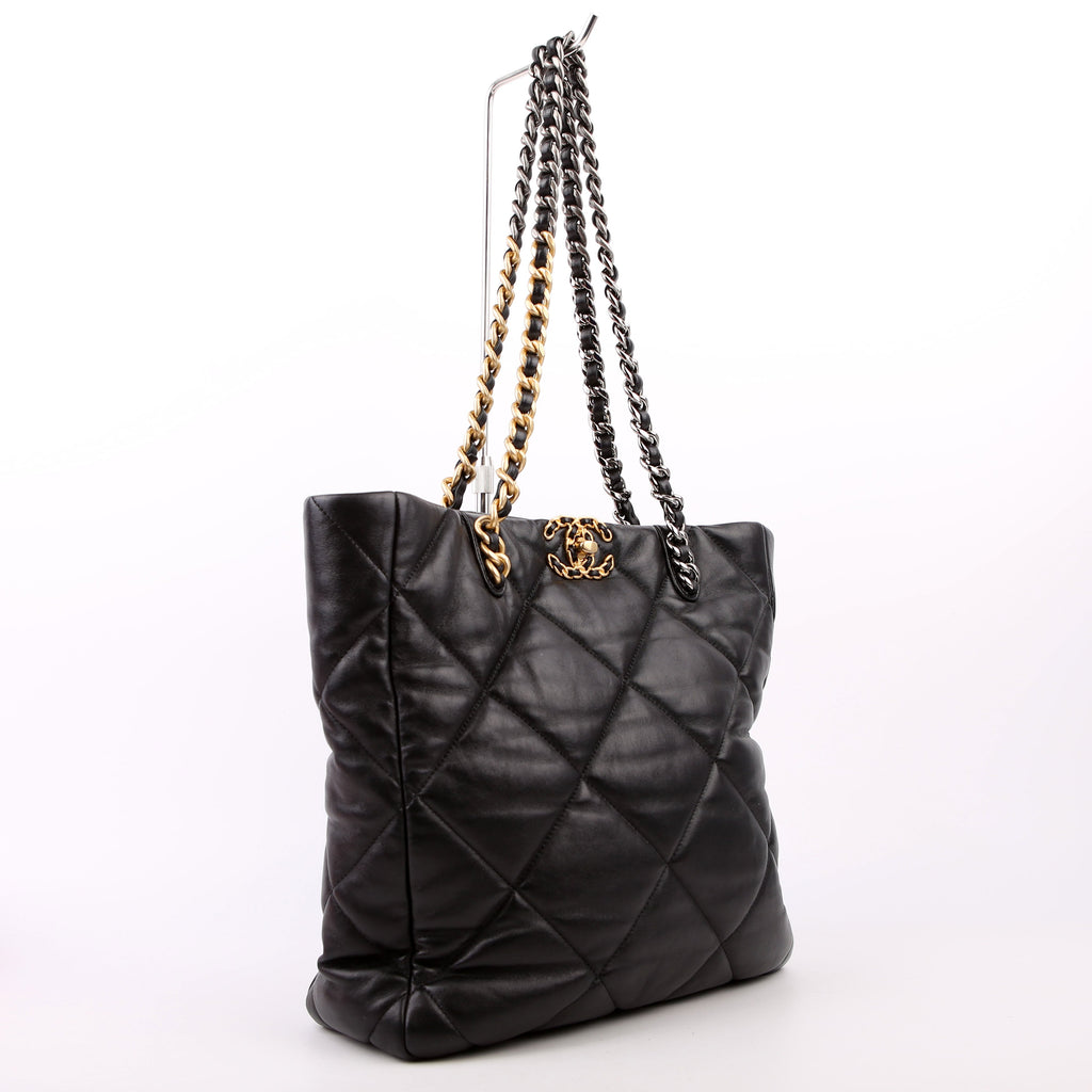 Chanel Chanel 19 Quilted Goatskin N/S Shopping Tote Black