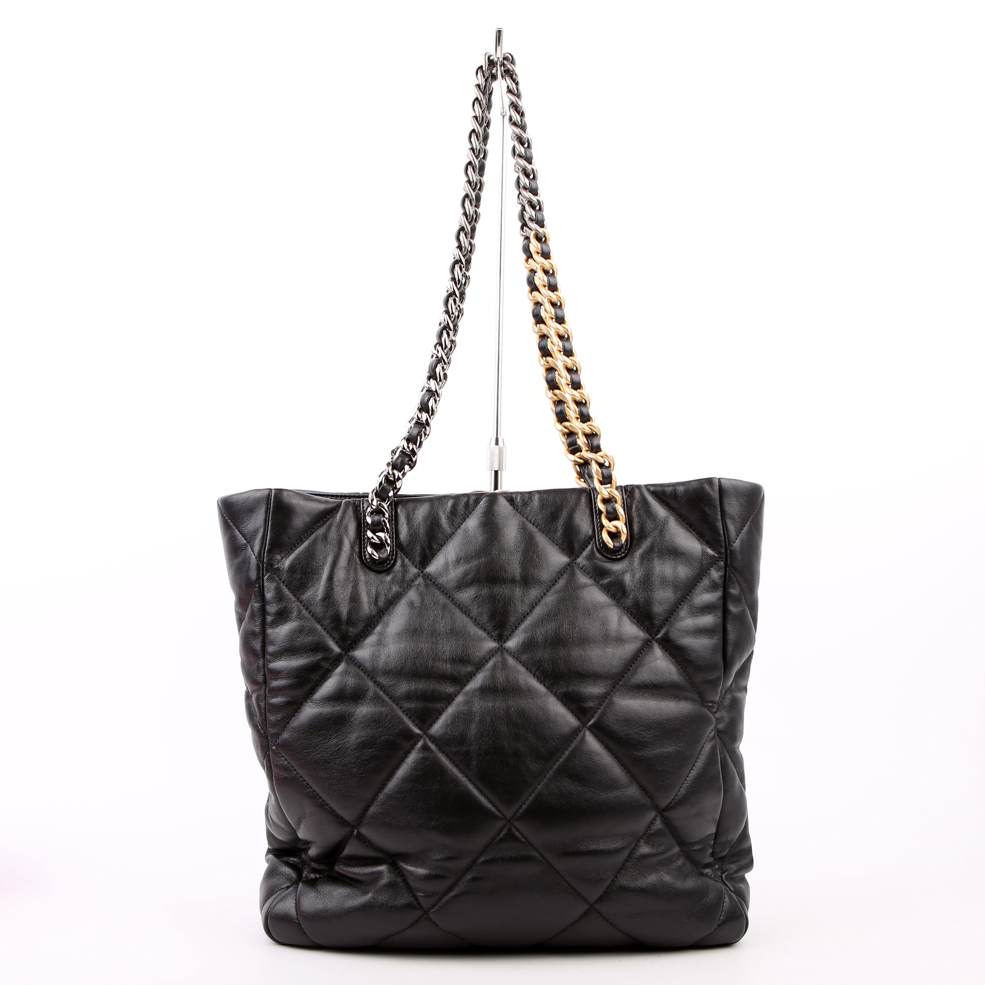 Chanel Chanel 19 Quilted Goatskin N/S Shopping Tote Black