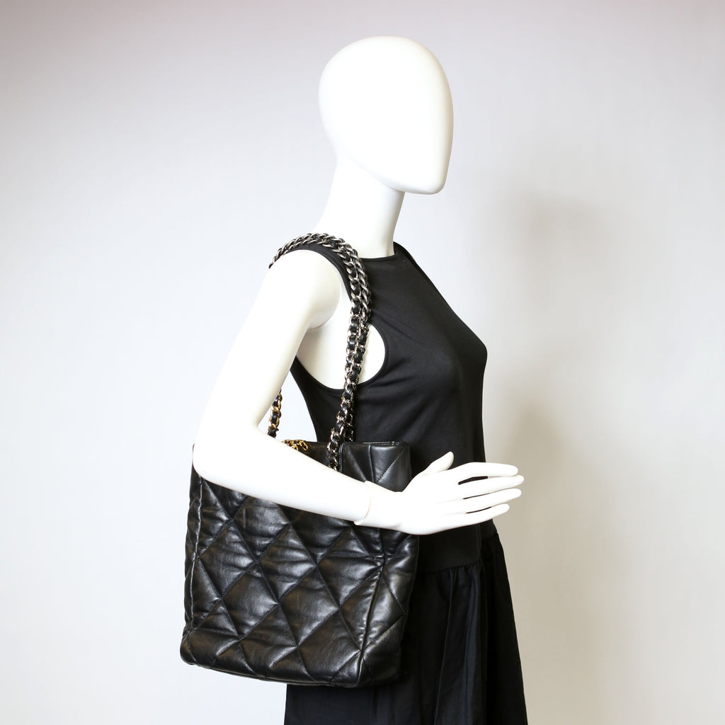 Chanel Chanel 19 Quilted Goatskin N/S Shopping Tote Black
