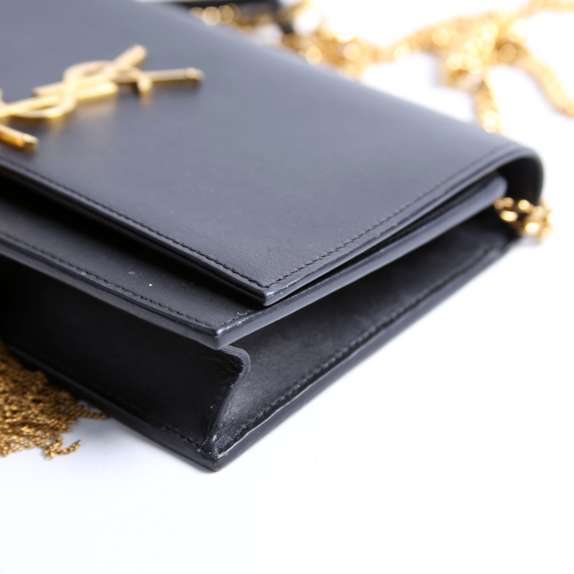 Saint Laurent Kate Tassel Chain Wallet 452159 Black