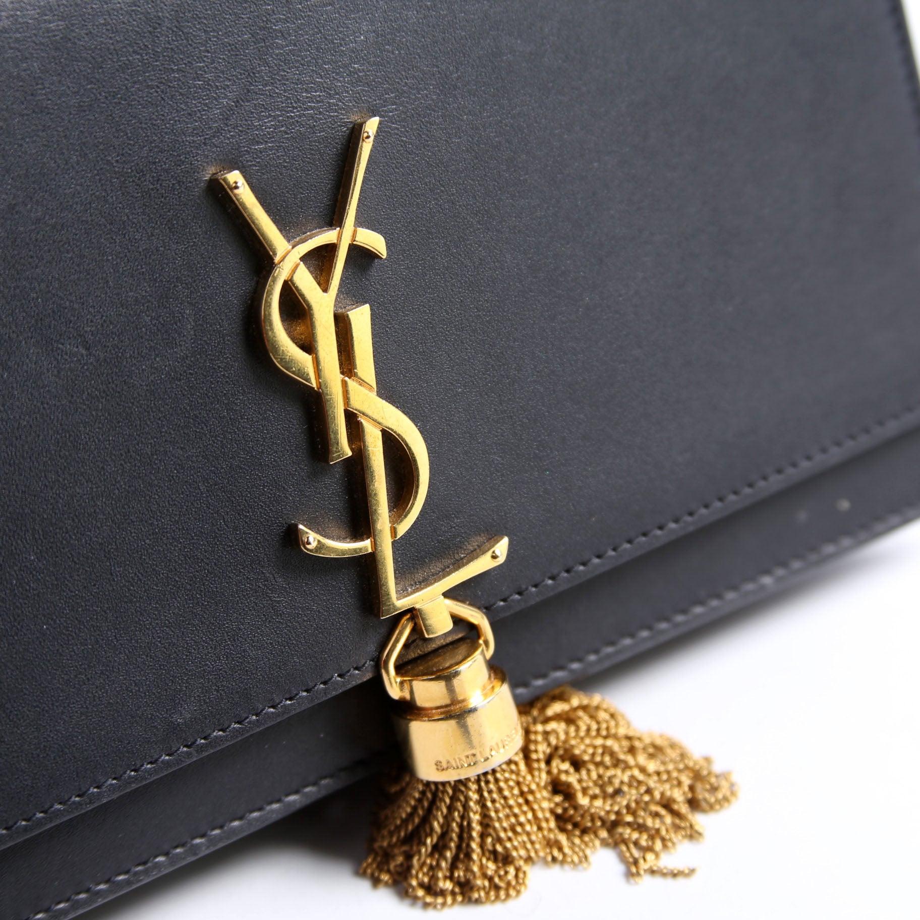 Saint Laurent Kate Tassel Chain Wallet 452159 Black