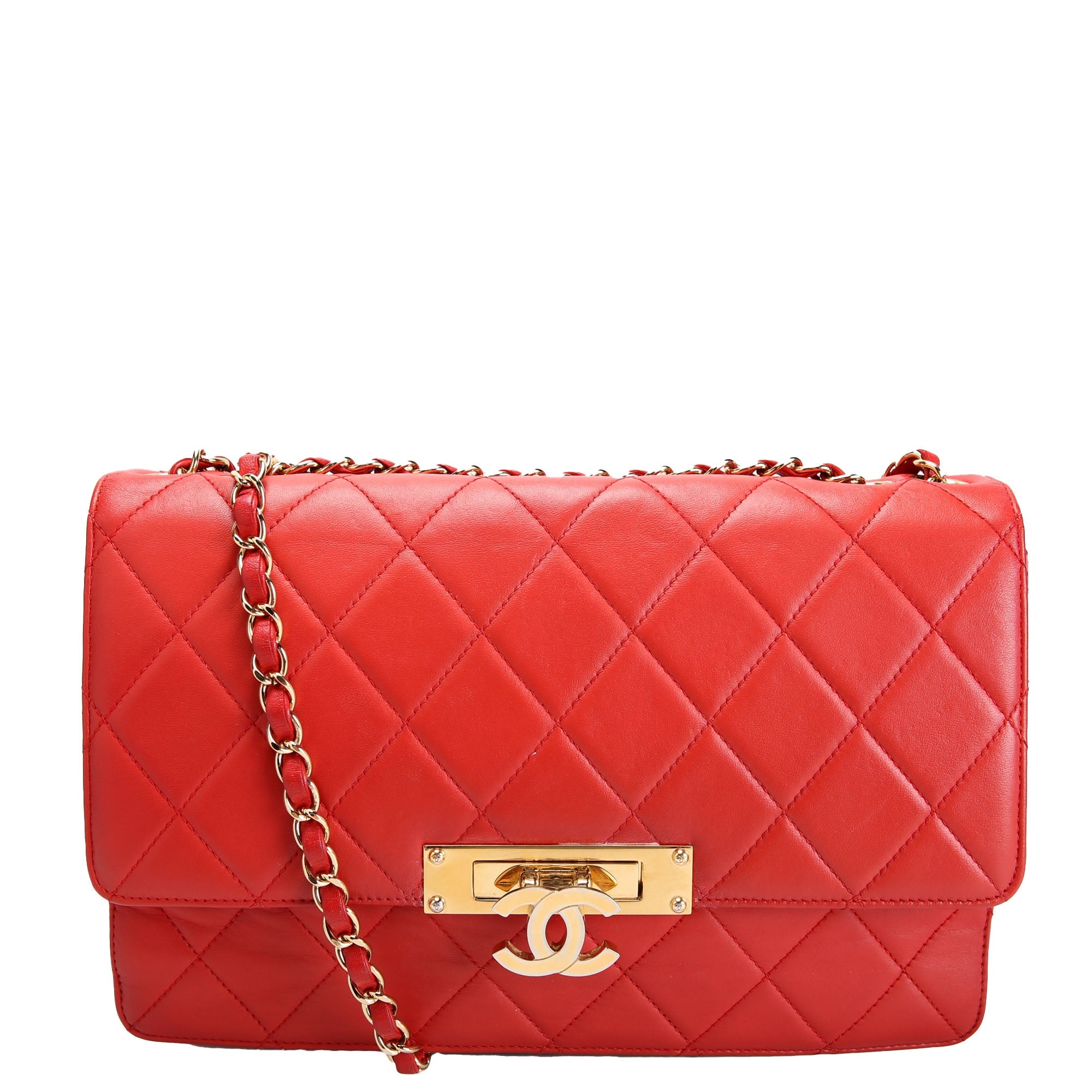 Chanel Golden Class Large Flap Bag Quilted Lambskin 19M Red