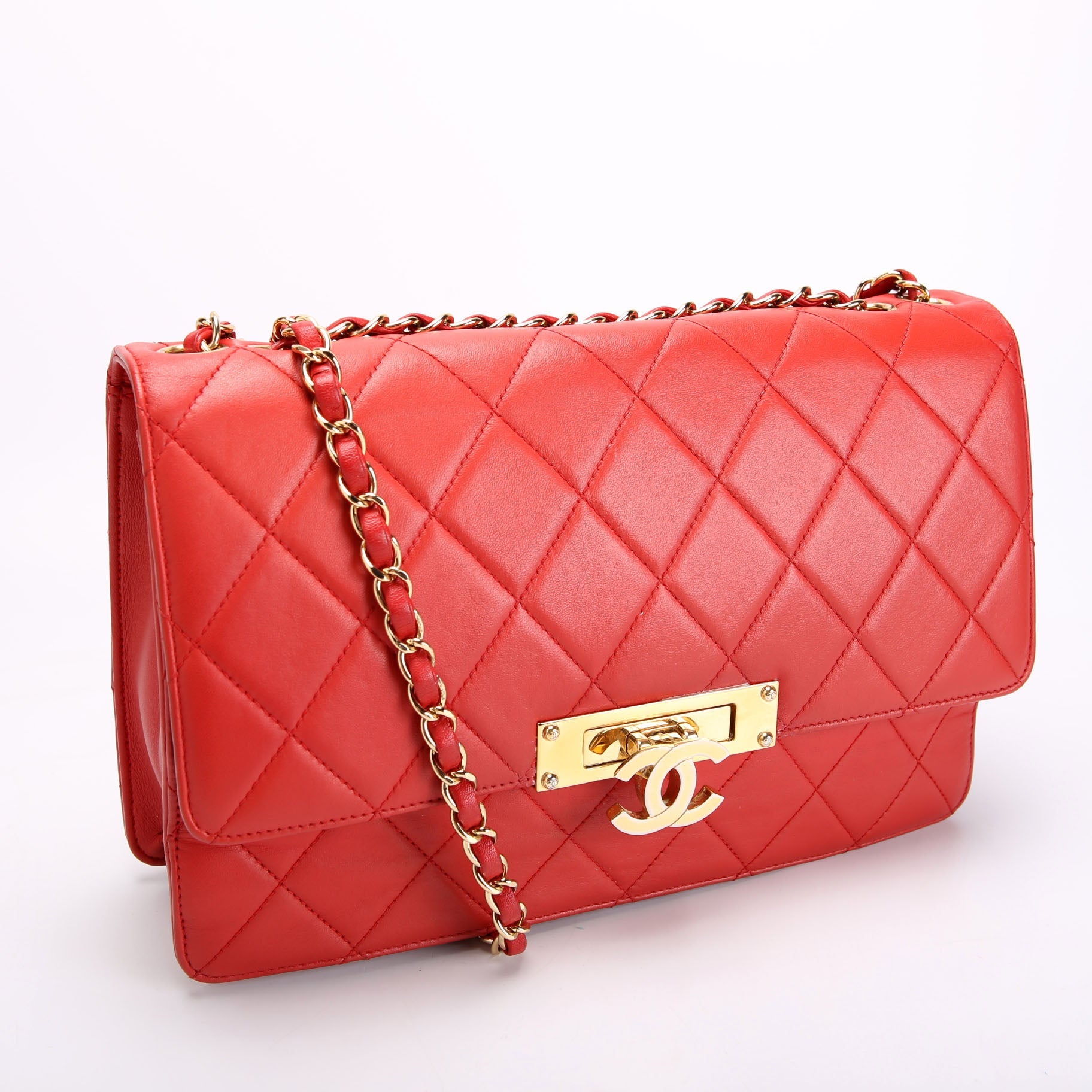 Chanel Golden Class Large Flap Bag Quilted Lambskin 19M Red