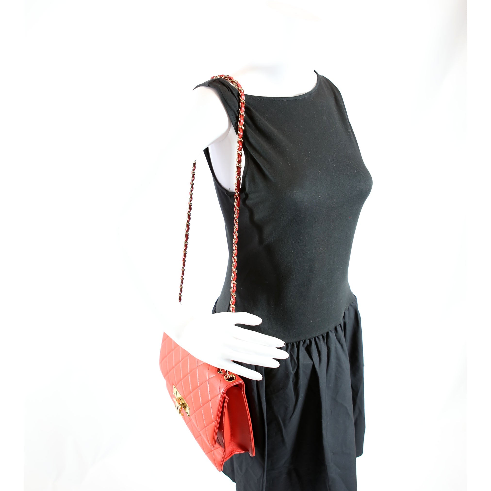 Chanel Golden Class Large Flap Bag Quilted Lambskin 19M Red