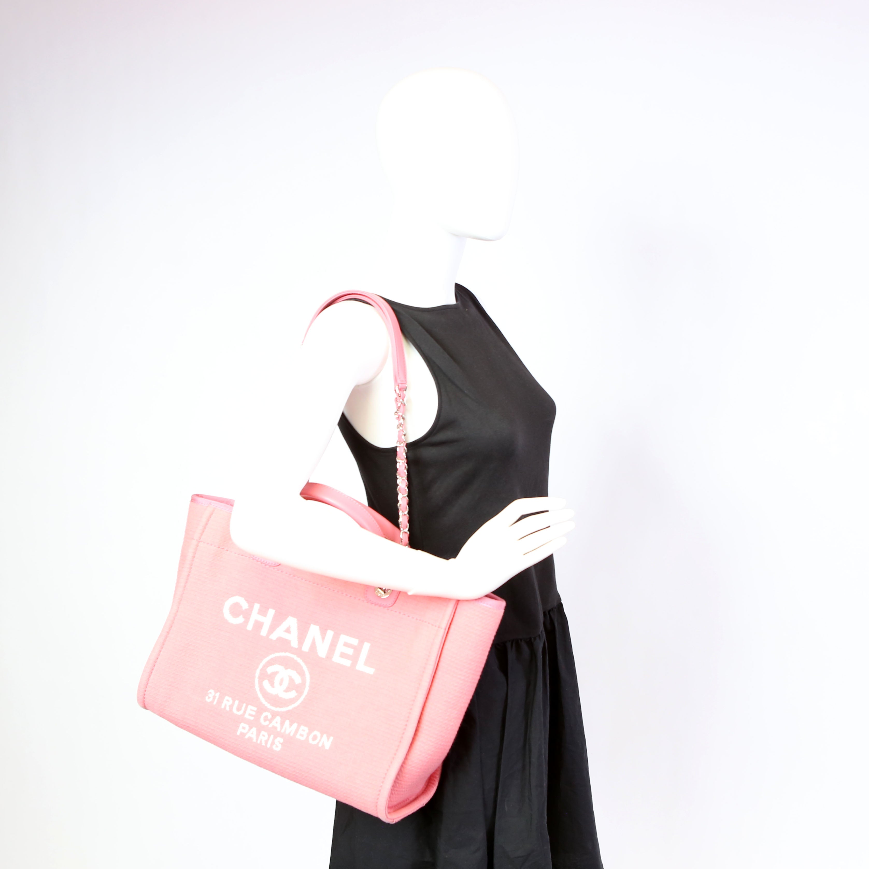 Chanel Deauville Small With Pouch Mixed Fibers Pink