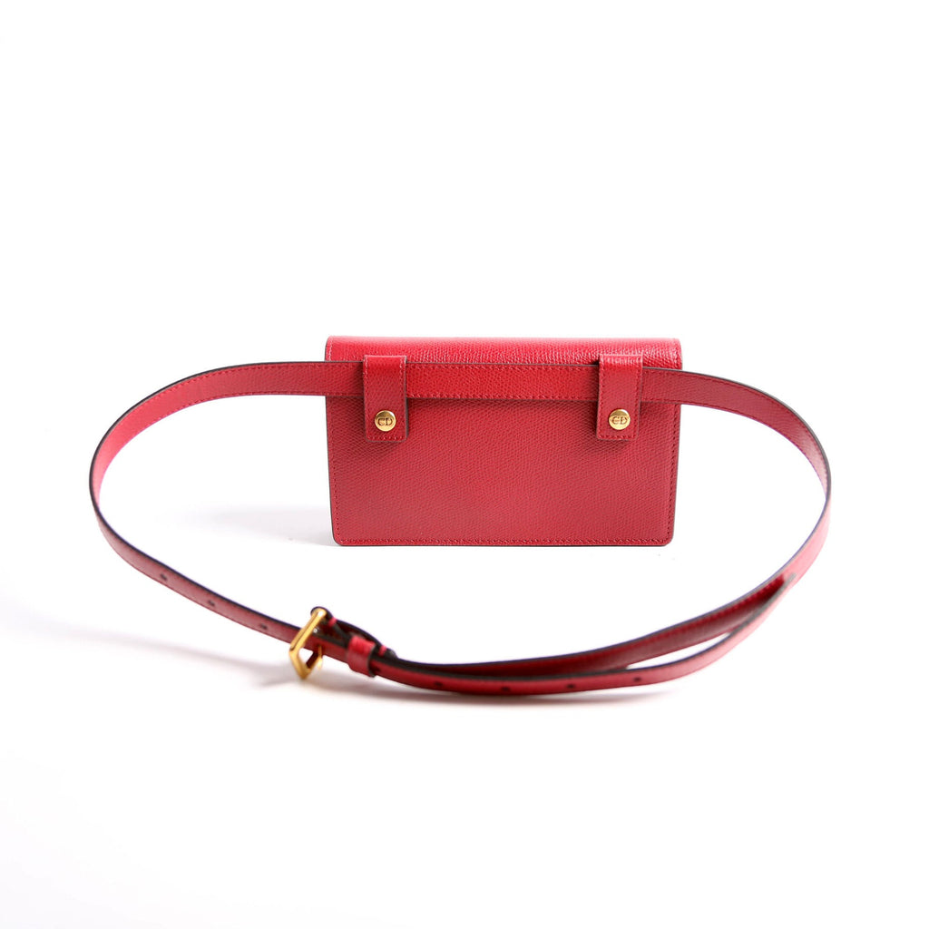 Christian Dior Slim Saddle Bag Grain Leather Red