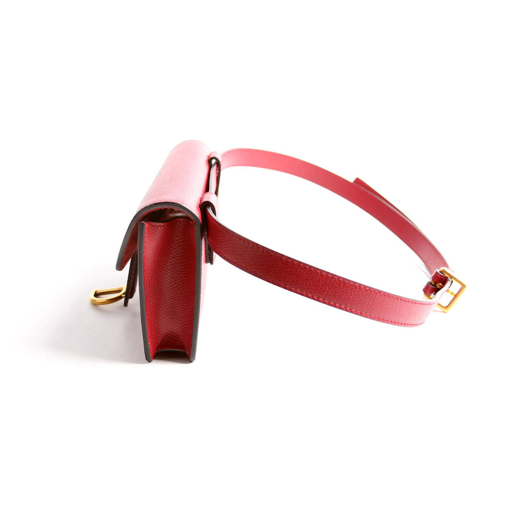 Christian Dior Slim Saddle Bag Grain Leather Red