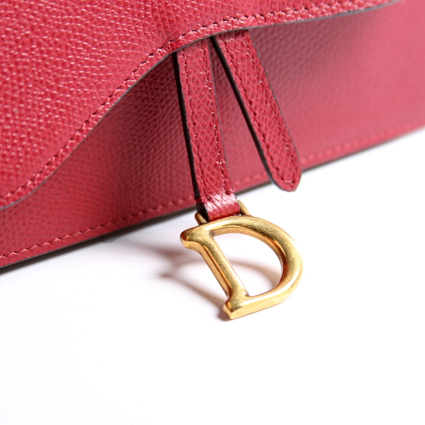 Christian Dior Slim Saddle Bag Grain Leather Red