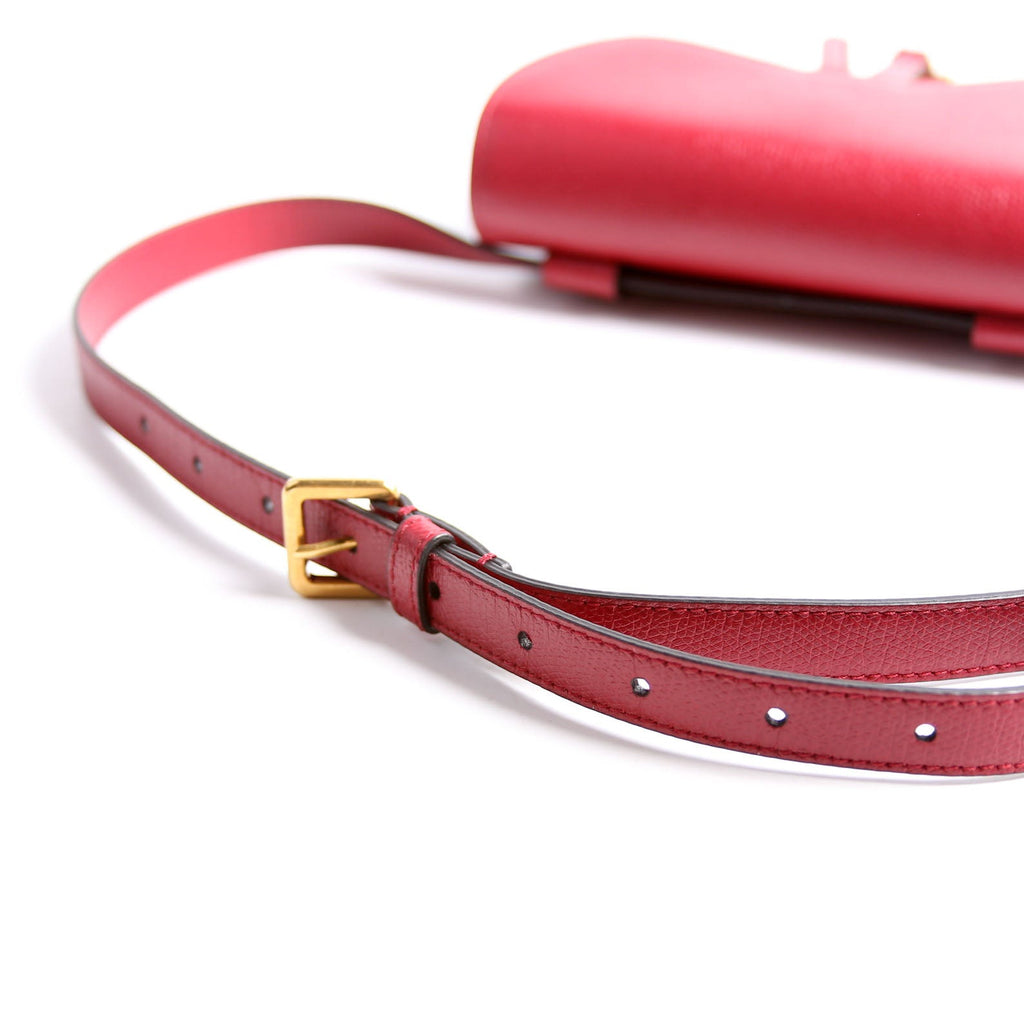 Christian Dior Slim Saddle Bag Grain Leather Red