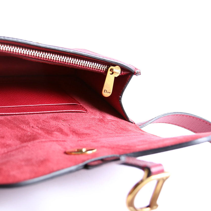 Christian Dior Slim Saddle Bag Grain Leather Red