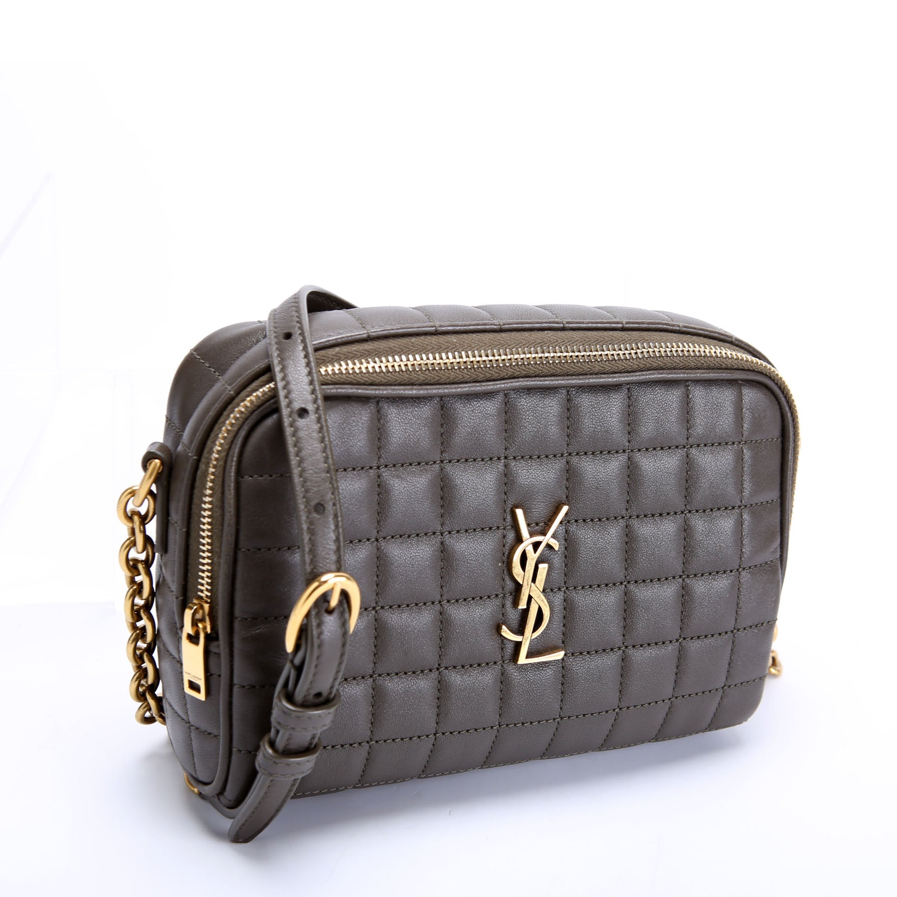 Saint Laurent Cassandre Carre Camera Bag Lambskin 764809 Green