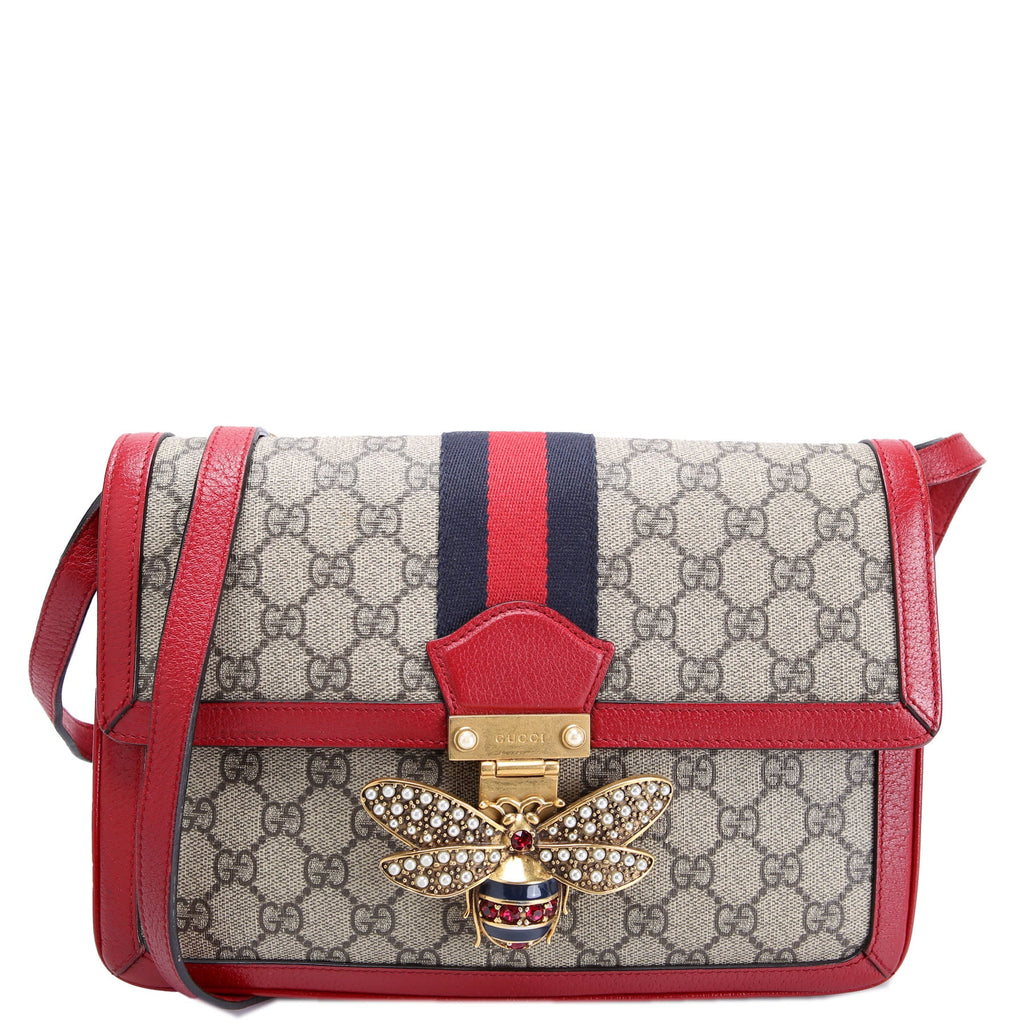 Gucci 524356 GG Supreme Queen Margaret Medium Shoulder Bag Beige/Red