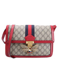 Gucci 524356 GG Supreme Queen Margaret Medium Shoulder Bag Beige/Red