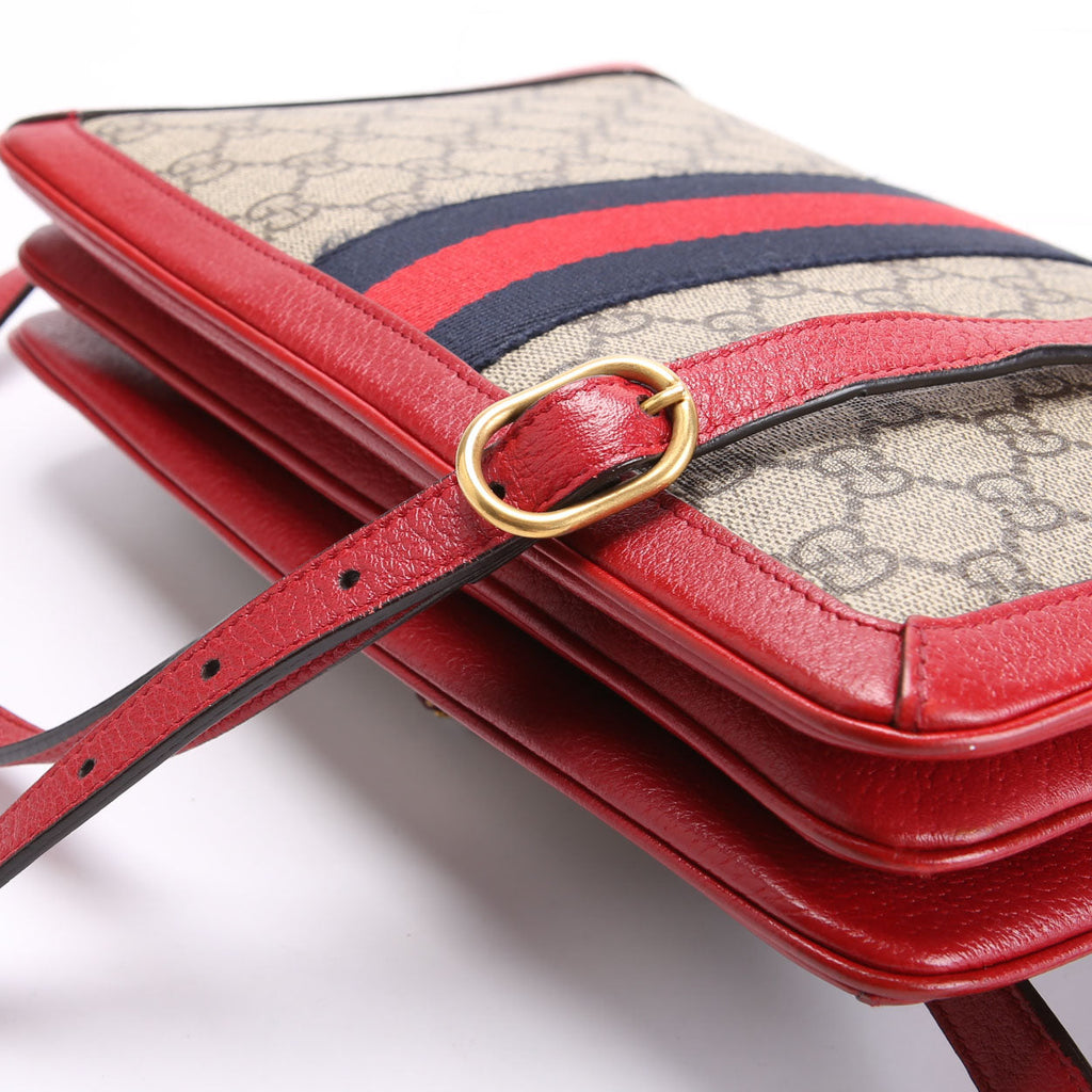 Gucci 524356 GG Supreme Queen Margaret Medium Shoulder Bag Beige/Red