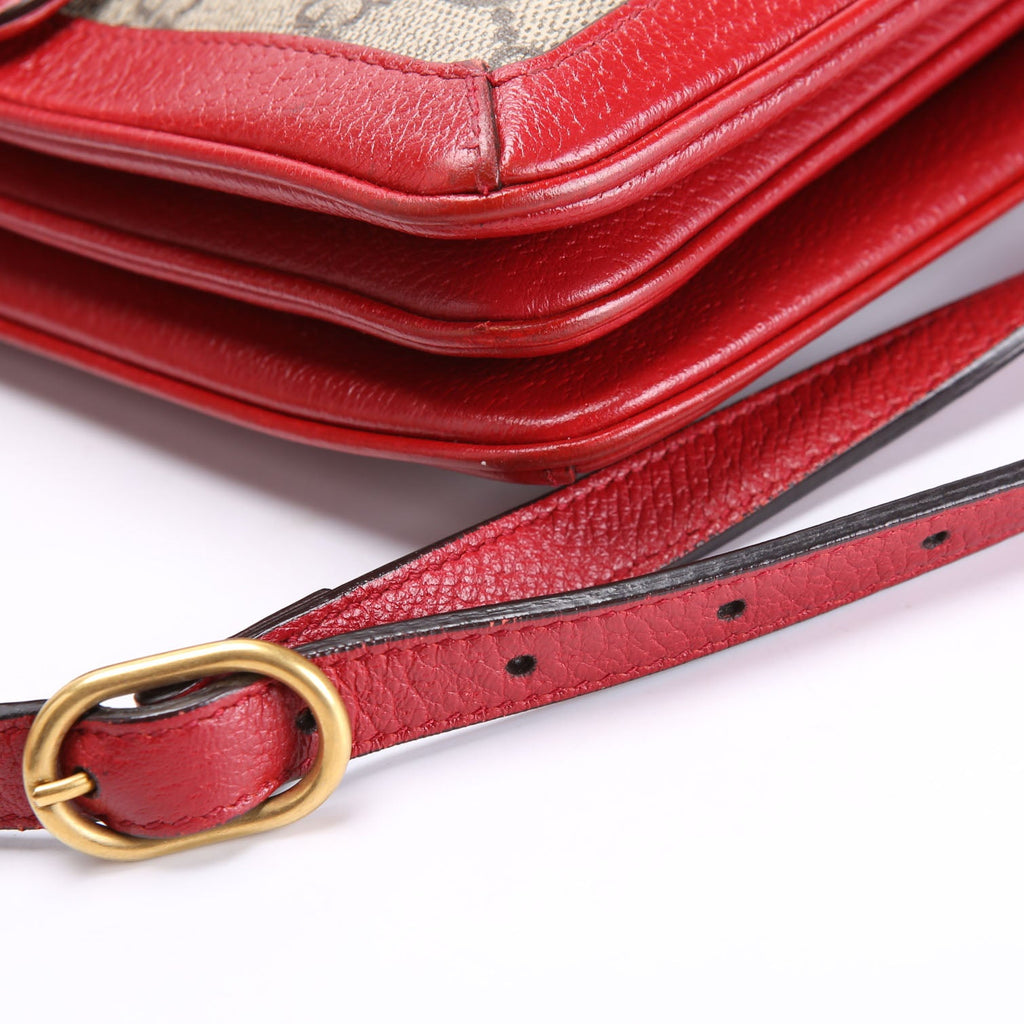 Gucci 524356 GG Supreme Queen Margaret Medium Shoulder Bag Beige/Red
