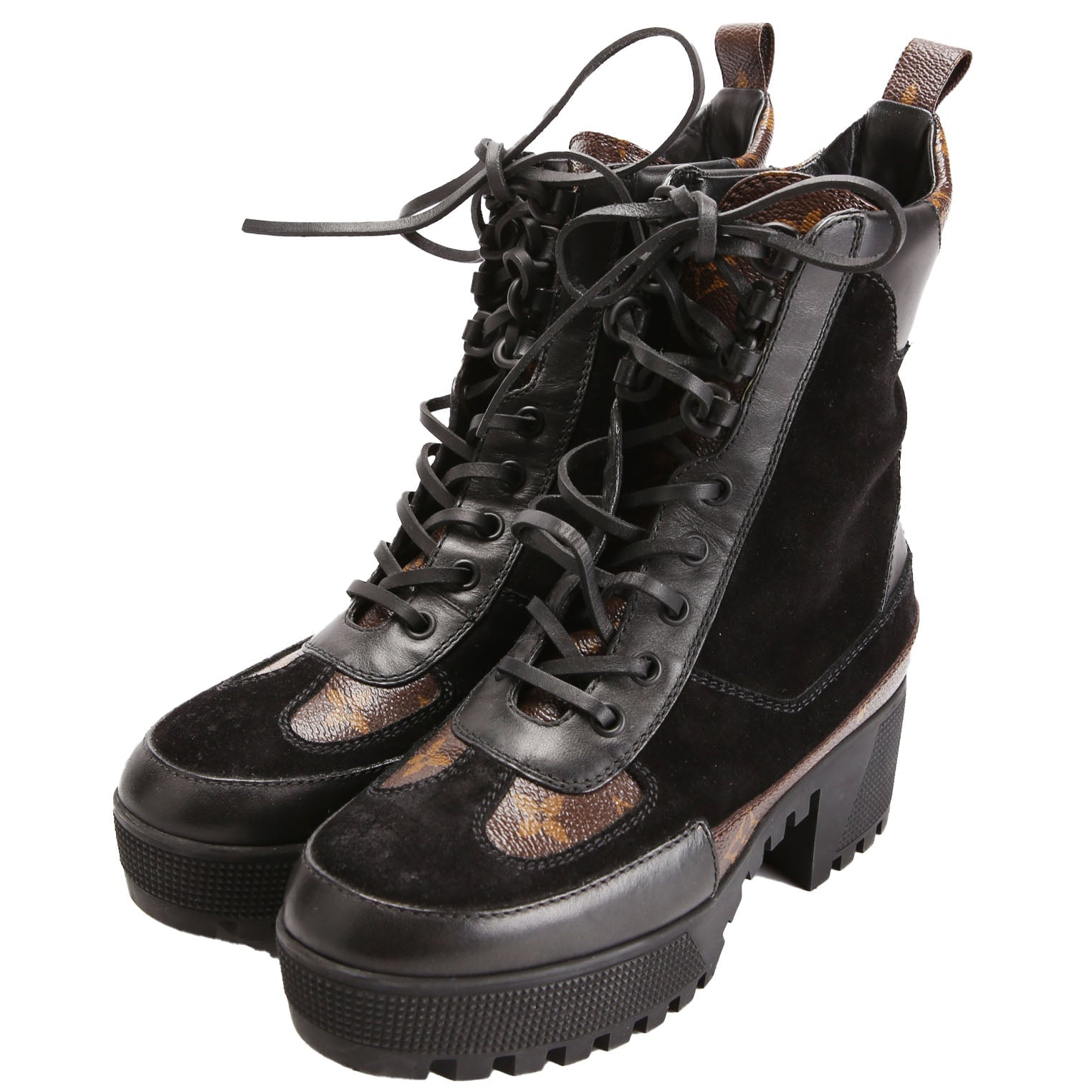 Louis Vuitton Laureate Desert Combat Boots Size 36 Black/Brown
