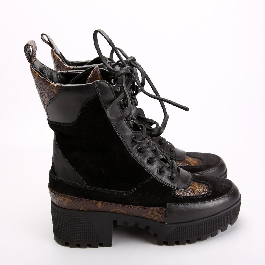Louis Vuitton Laureate Desert Combat Boots Size 36 Black/Brown