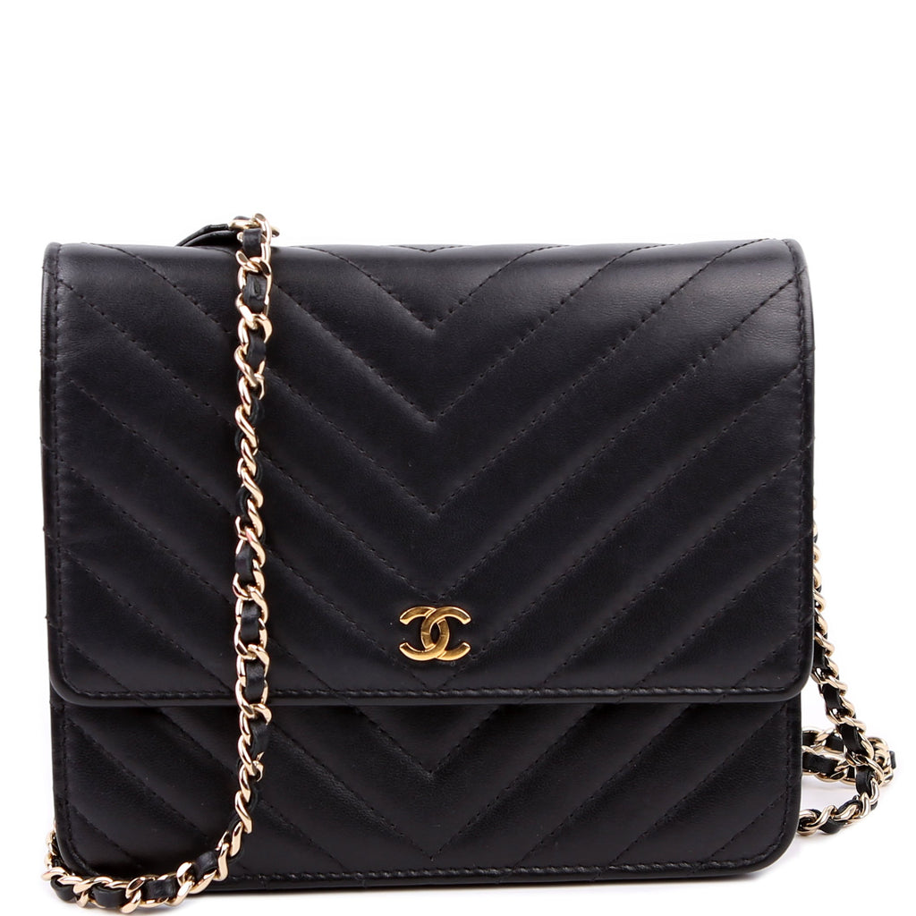 Chanel WOC Chevron Square Calfskin 24M Black