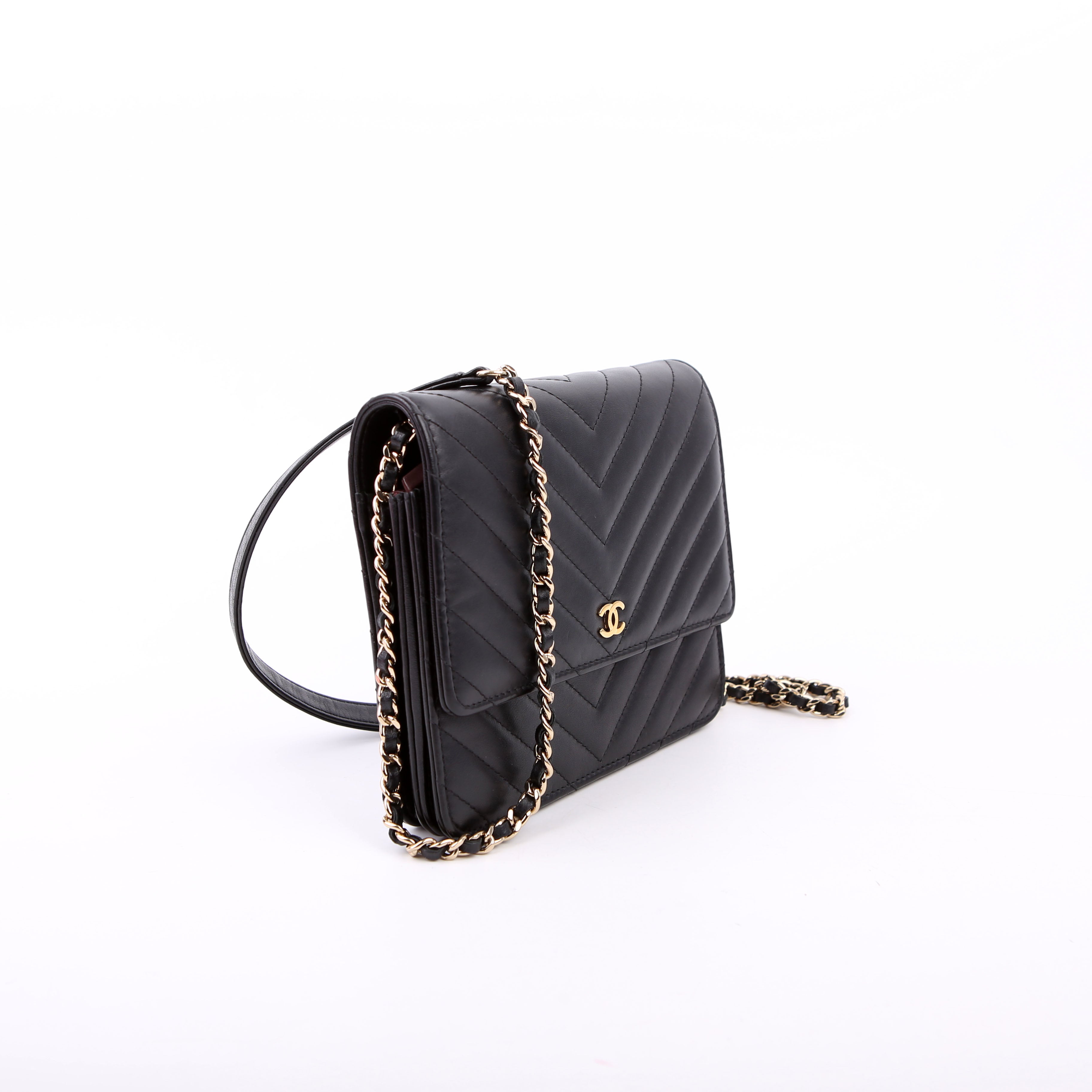 Chanel WOC Chevron Square Calfskin 24M Black