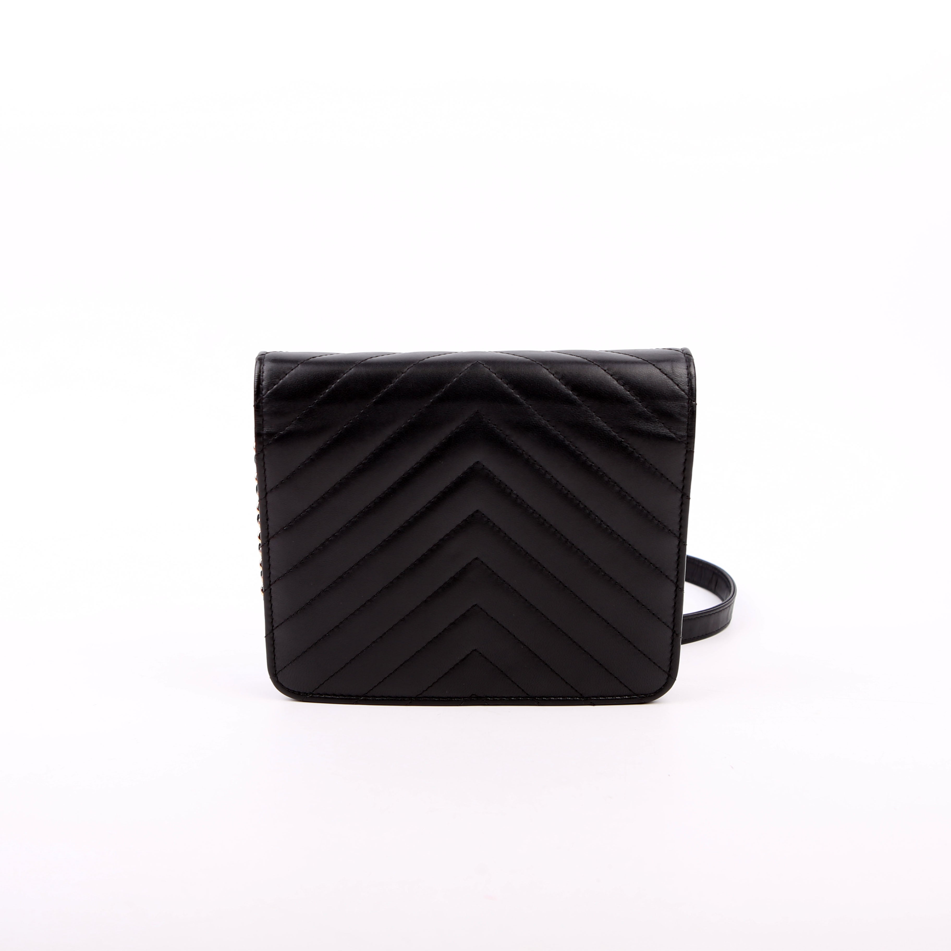 Chanel WOC Chevron Square Calfskin 24M Black