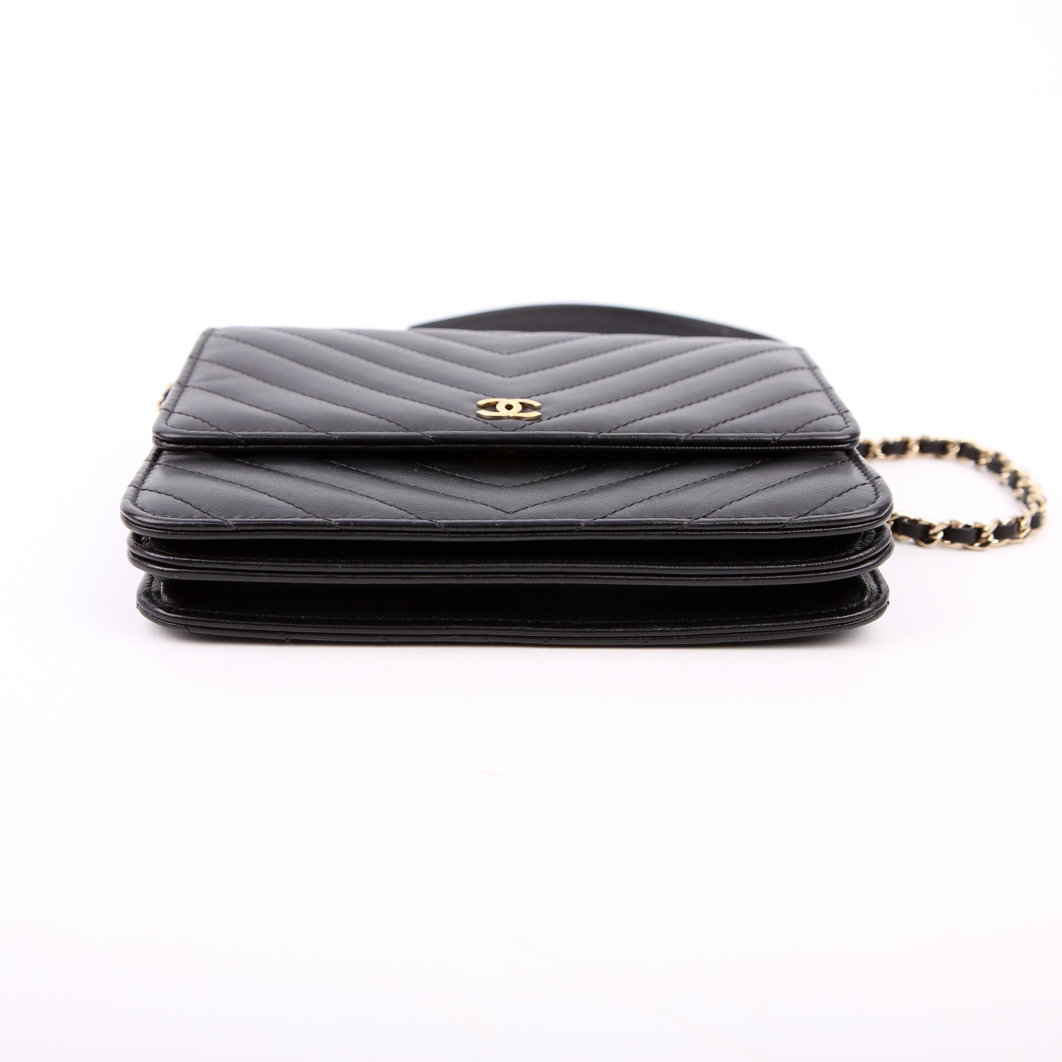 Chanel WOC Chevron Square Calfskin 24M Black