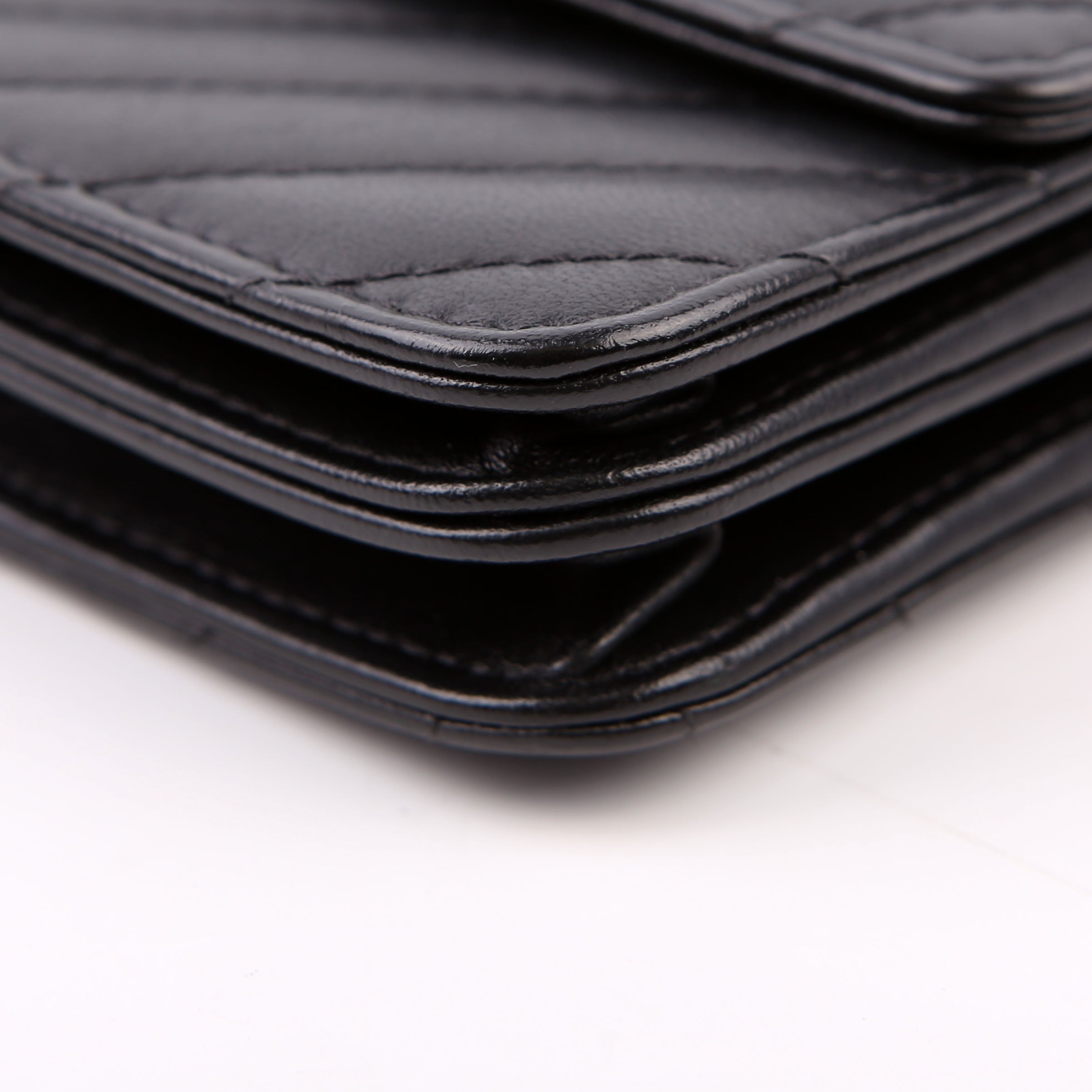 Chanel WOC Chevron Square Calfskin 24M Black