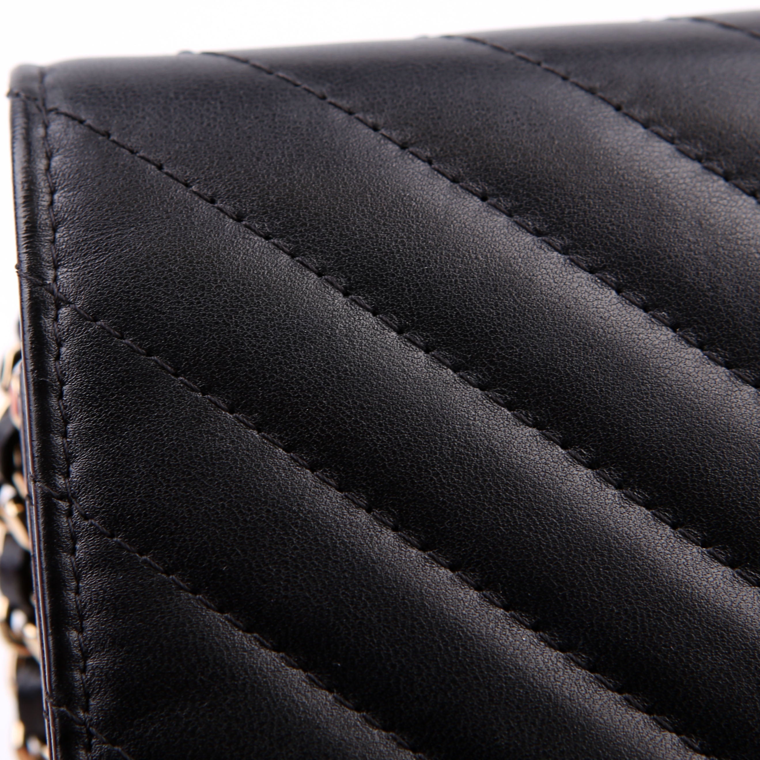 Chanel WOC Chevron Square Calfskin 24M Black