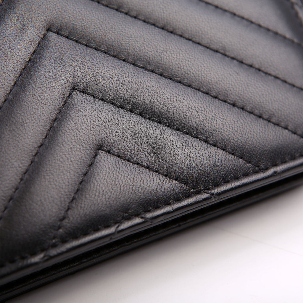 Chanel WOC Chevron Square Calfskin 24M Black
