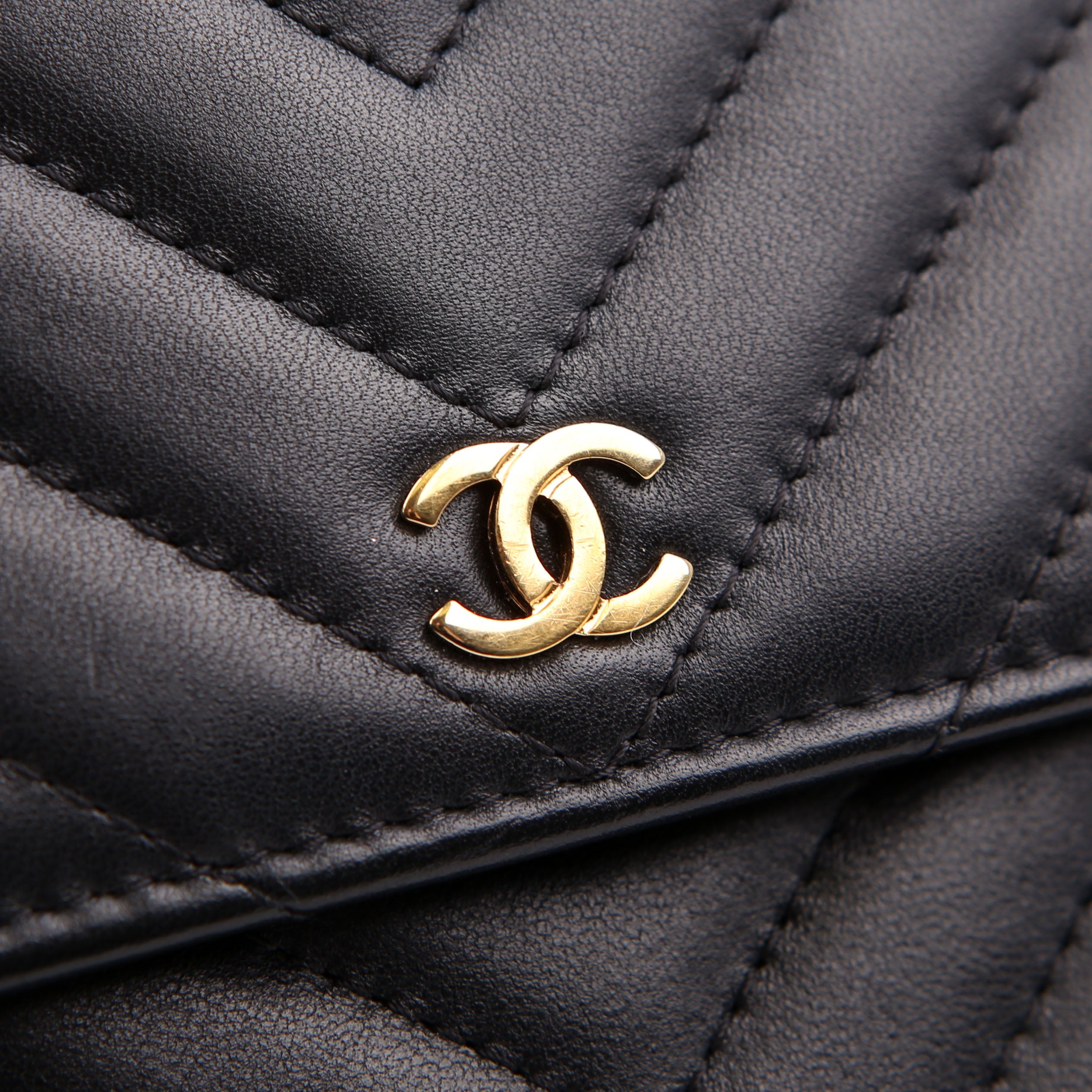 Chanel WOC Chevron Square Calfskin 24M Black