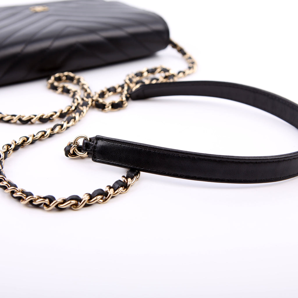 Chanel WOC Chevron Square Calfskin 24M Black
