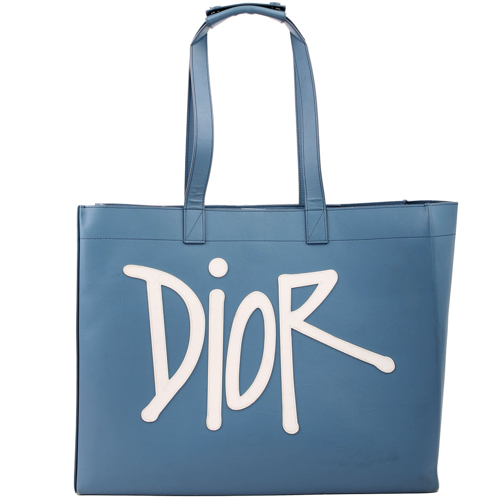 Christian Dior Logo Tote Shawn Stussy Large Blue