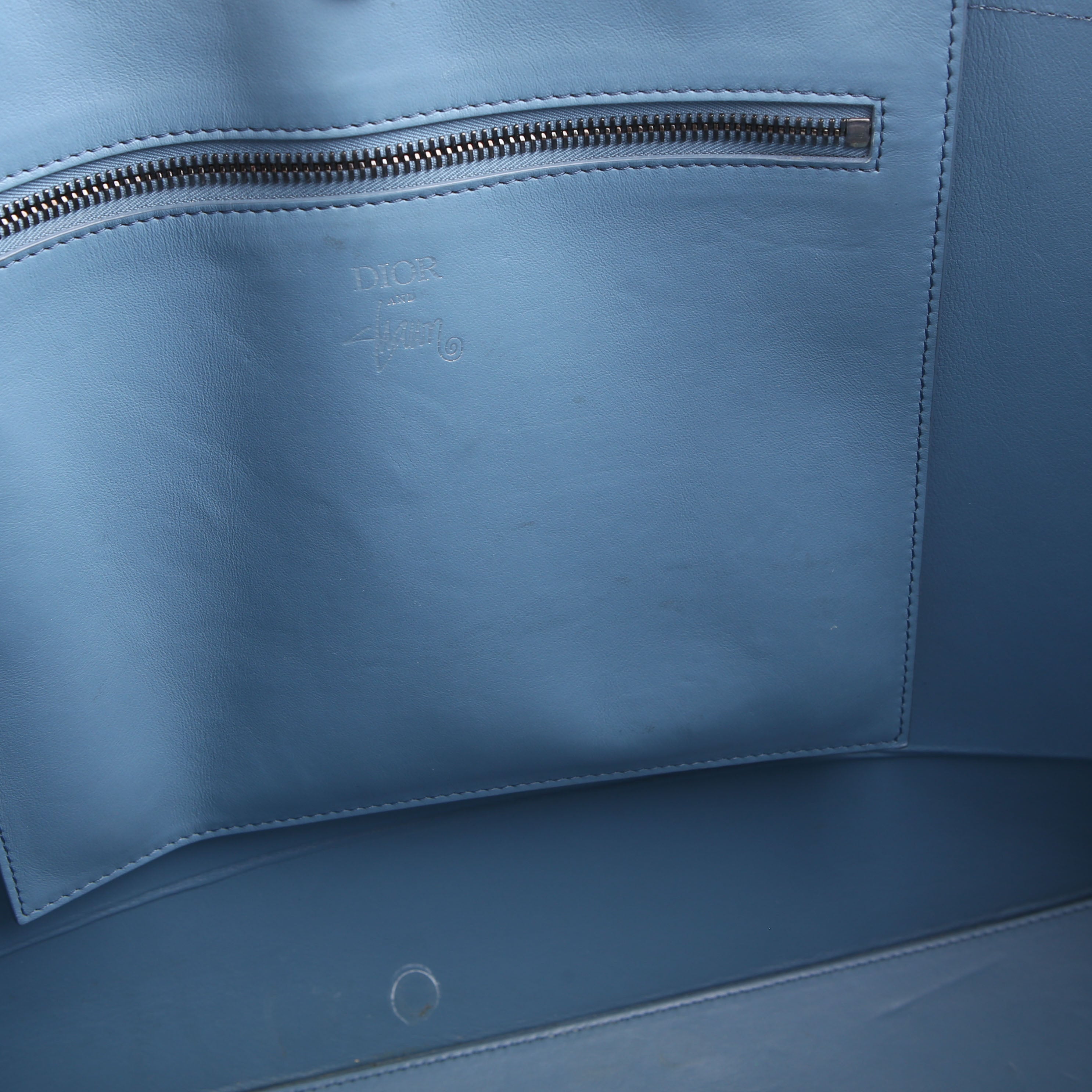 Christian Dior Logo Tote Shawn Stussy Large Blue