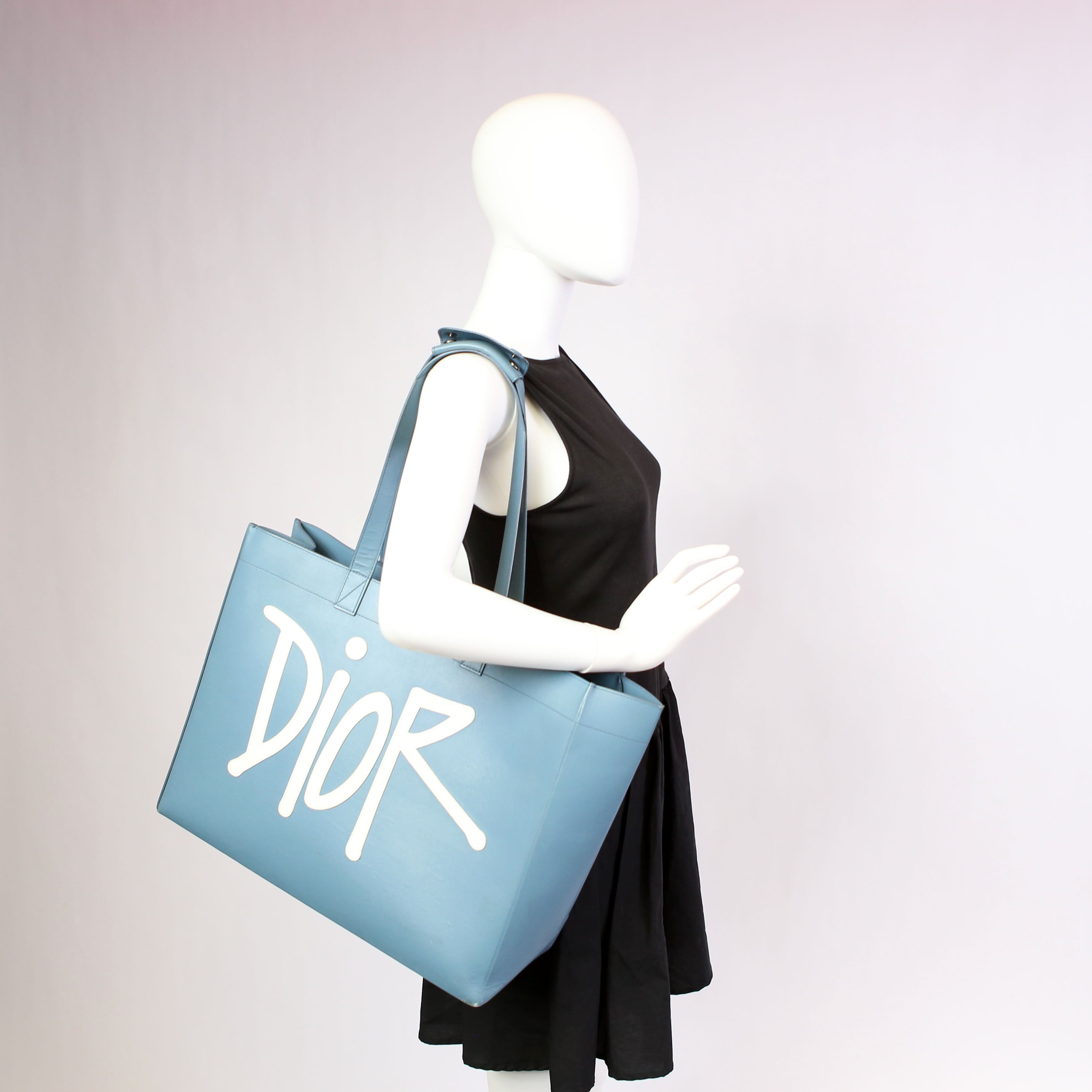 Christian Dior Logo Tote Shawn Stussy Large Blue