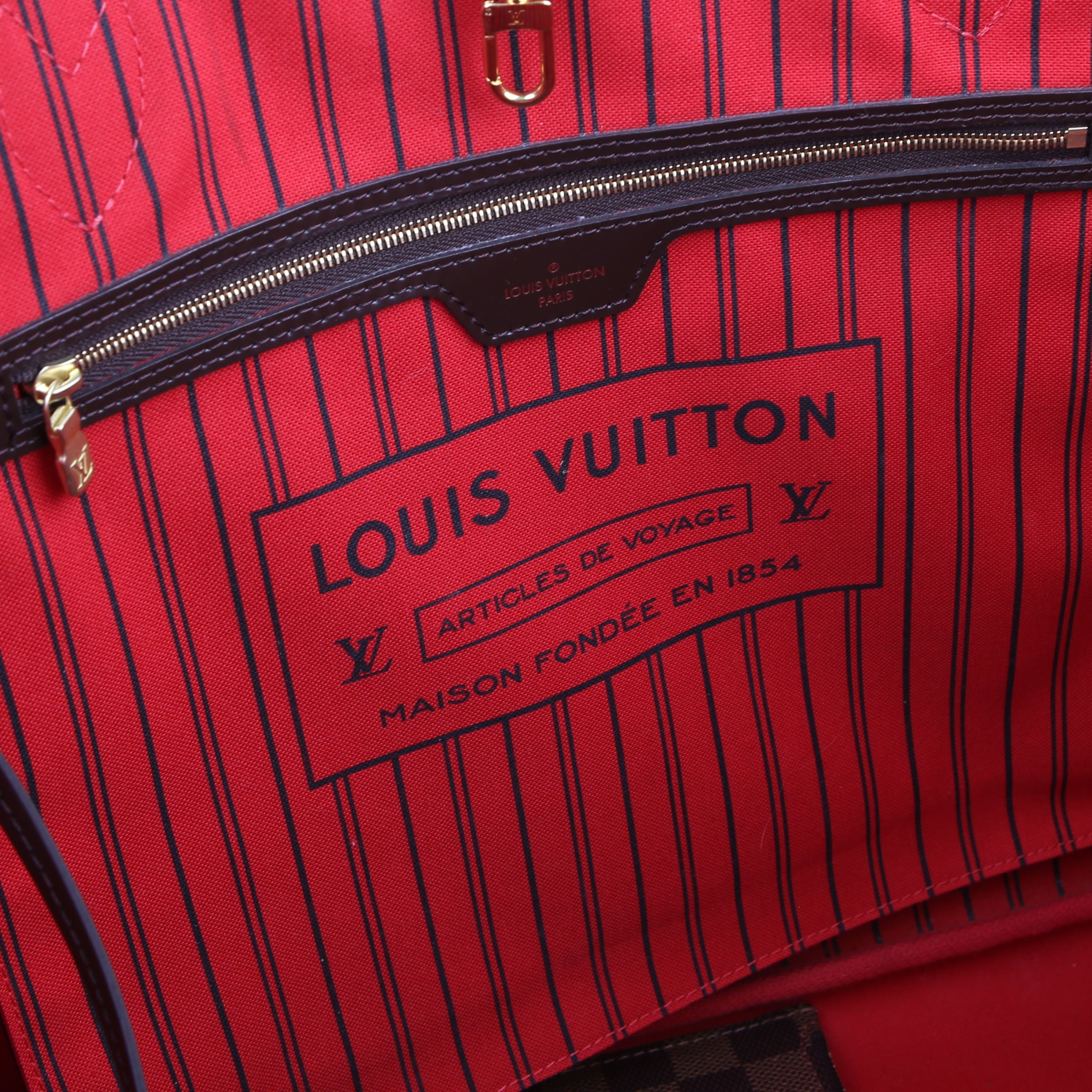 Louis Vuitton Neverfull GM With Wallet Damier Ebene Red