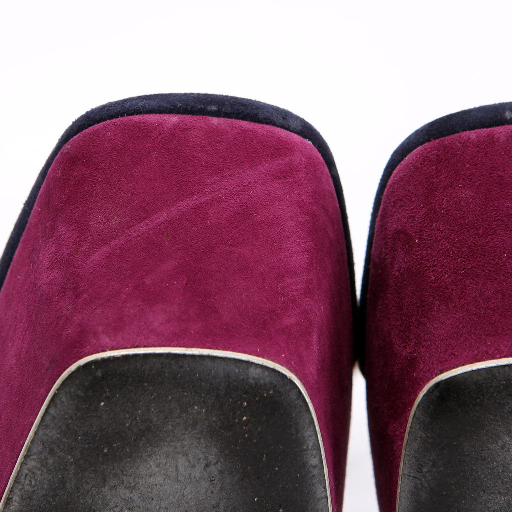 Saint Laurent Color Block Suede Slingback Pumps Size 37.5 Multicolor