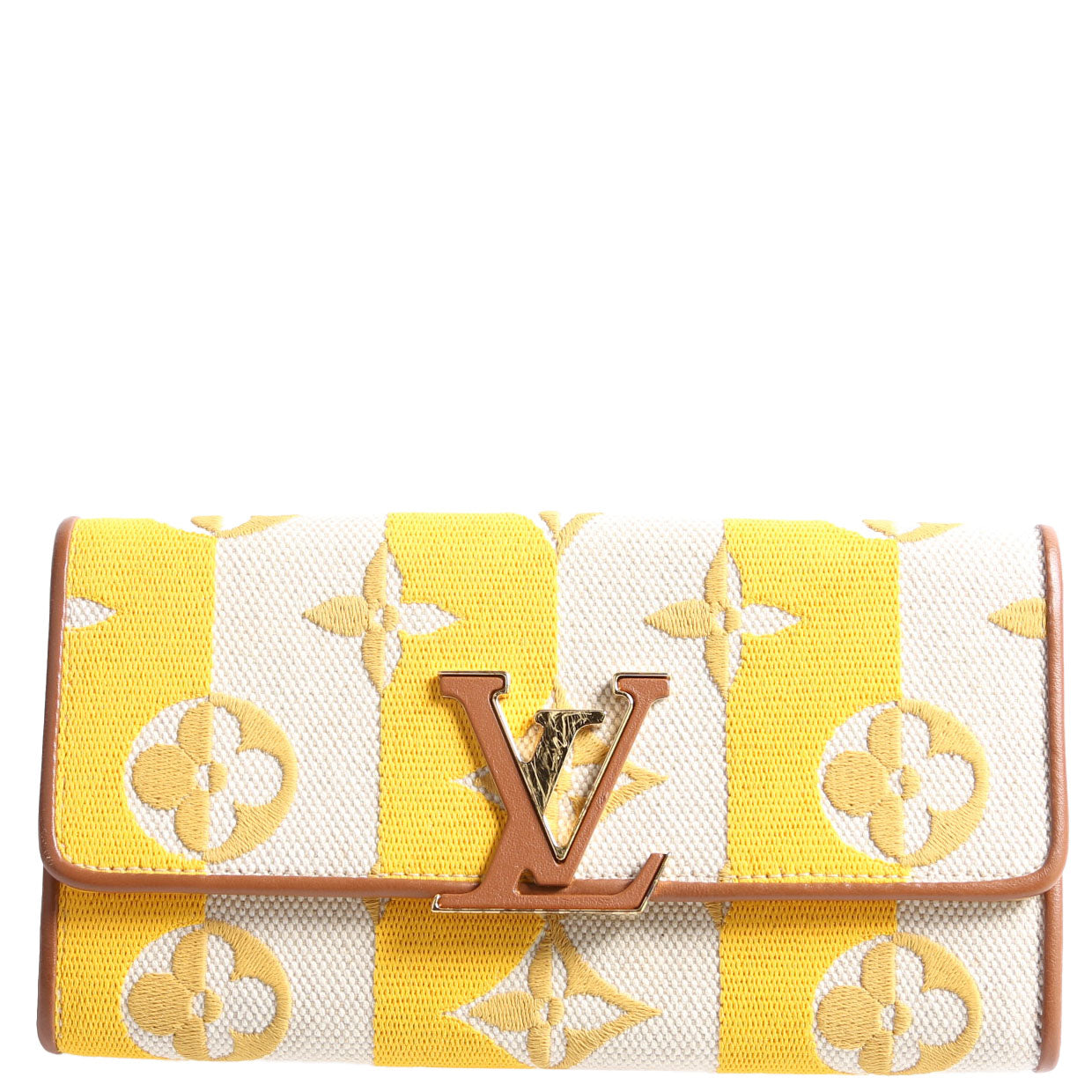 Louis Vuitton Capucines Wallet Striped Embroidered Yellow