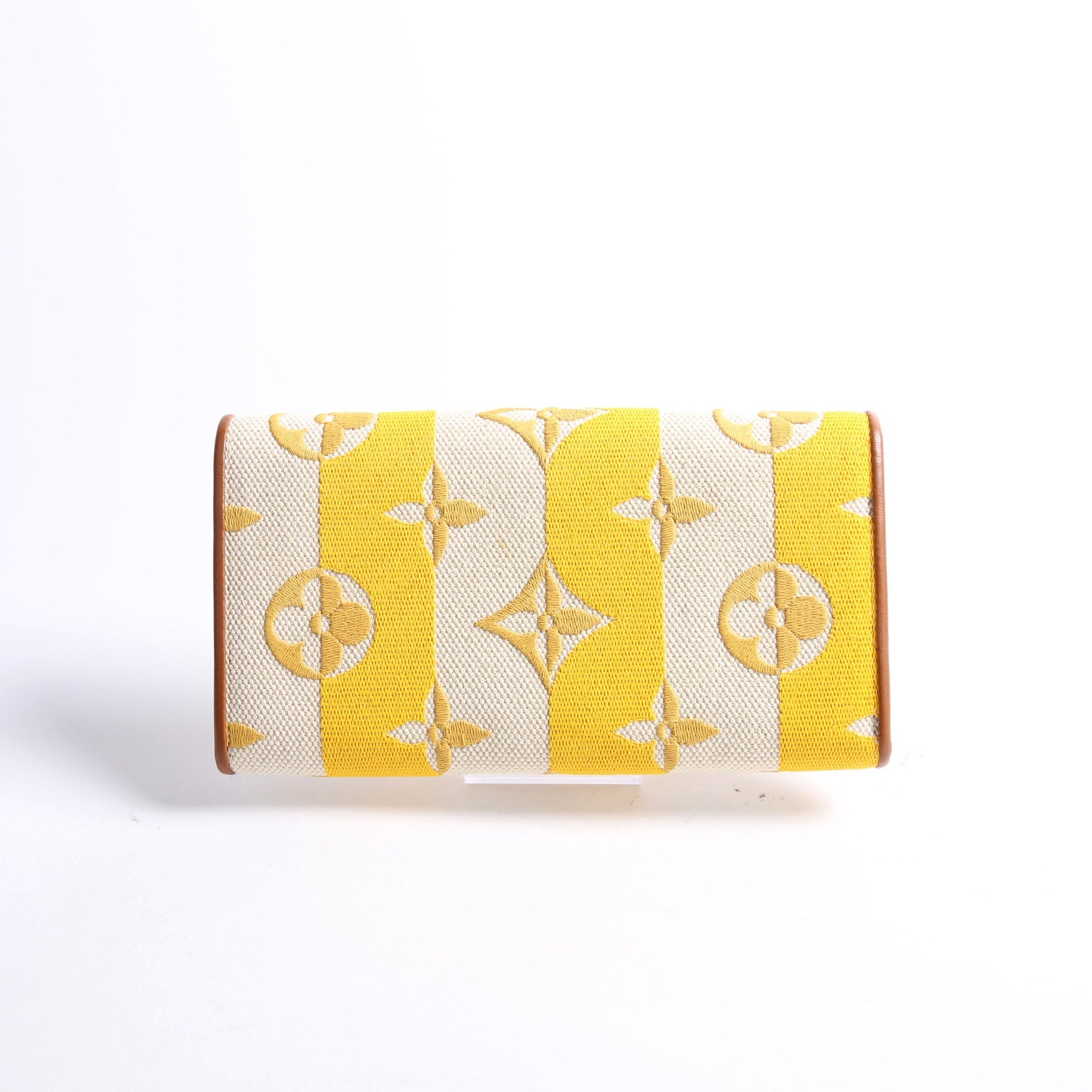 Louis Vuitton Capucines Wallet Striped Embroidered Yellow