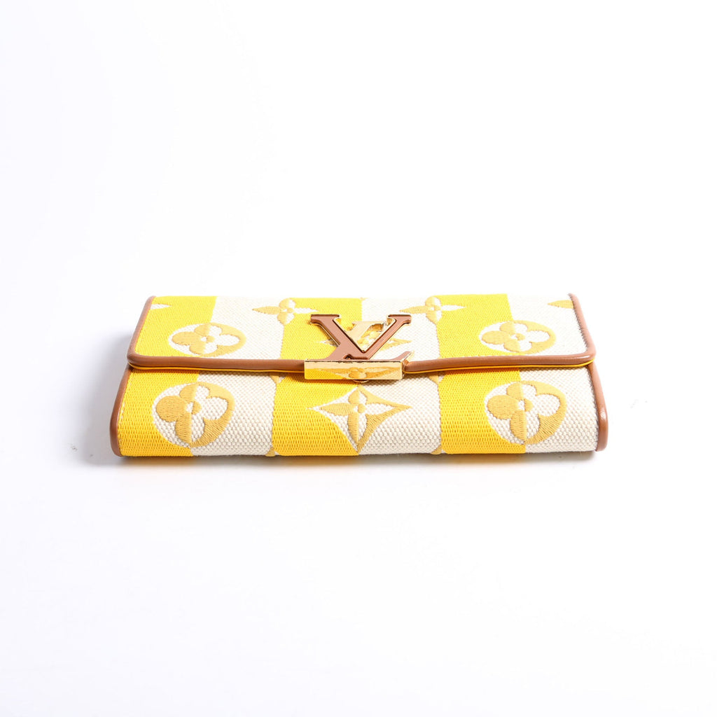 Louis Vuitton Capucines Wallet Striped Embroidered Yellow