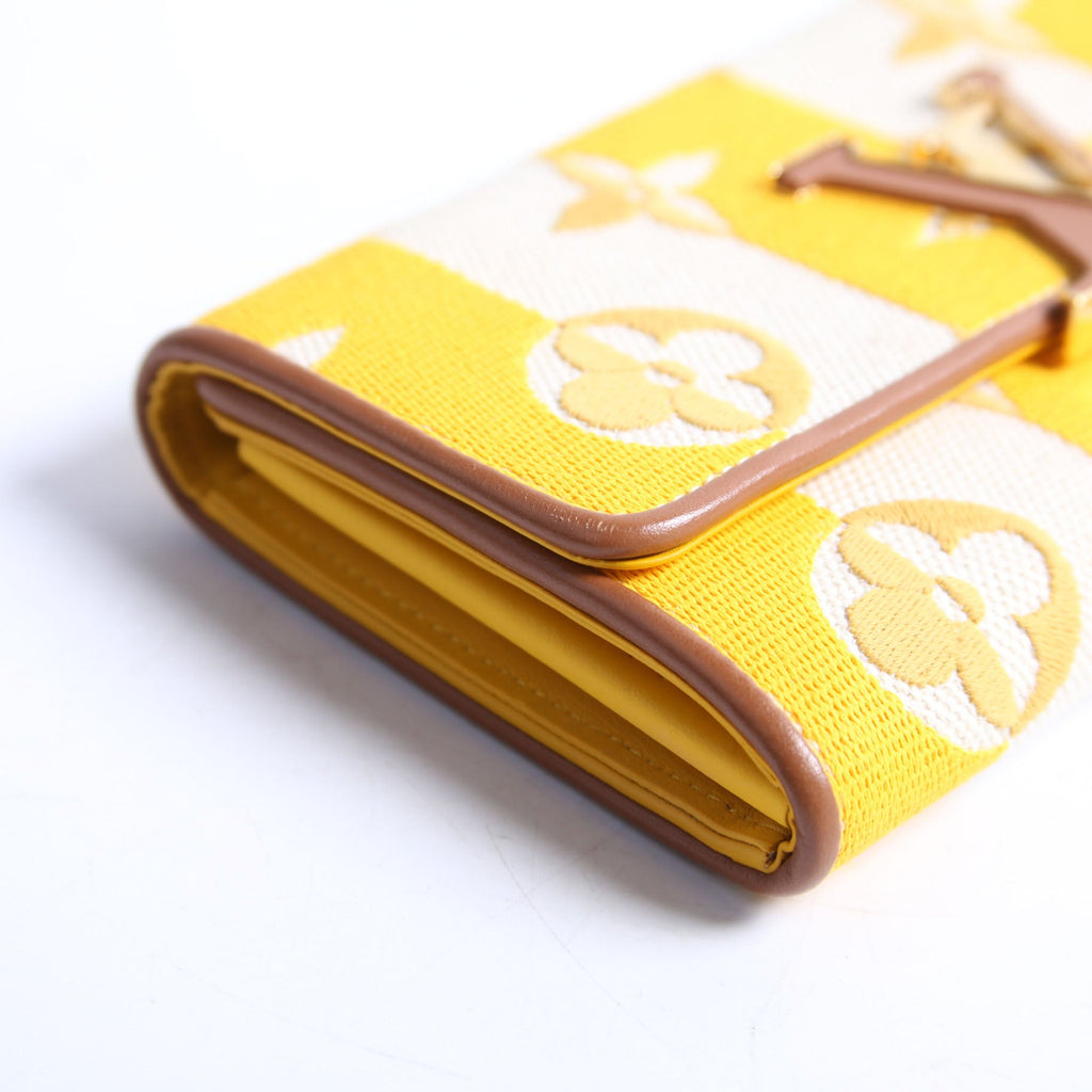 Louis Vuitton Capucines Wallet Striped Embroidered Yellow