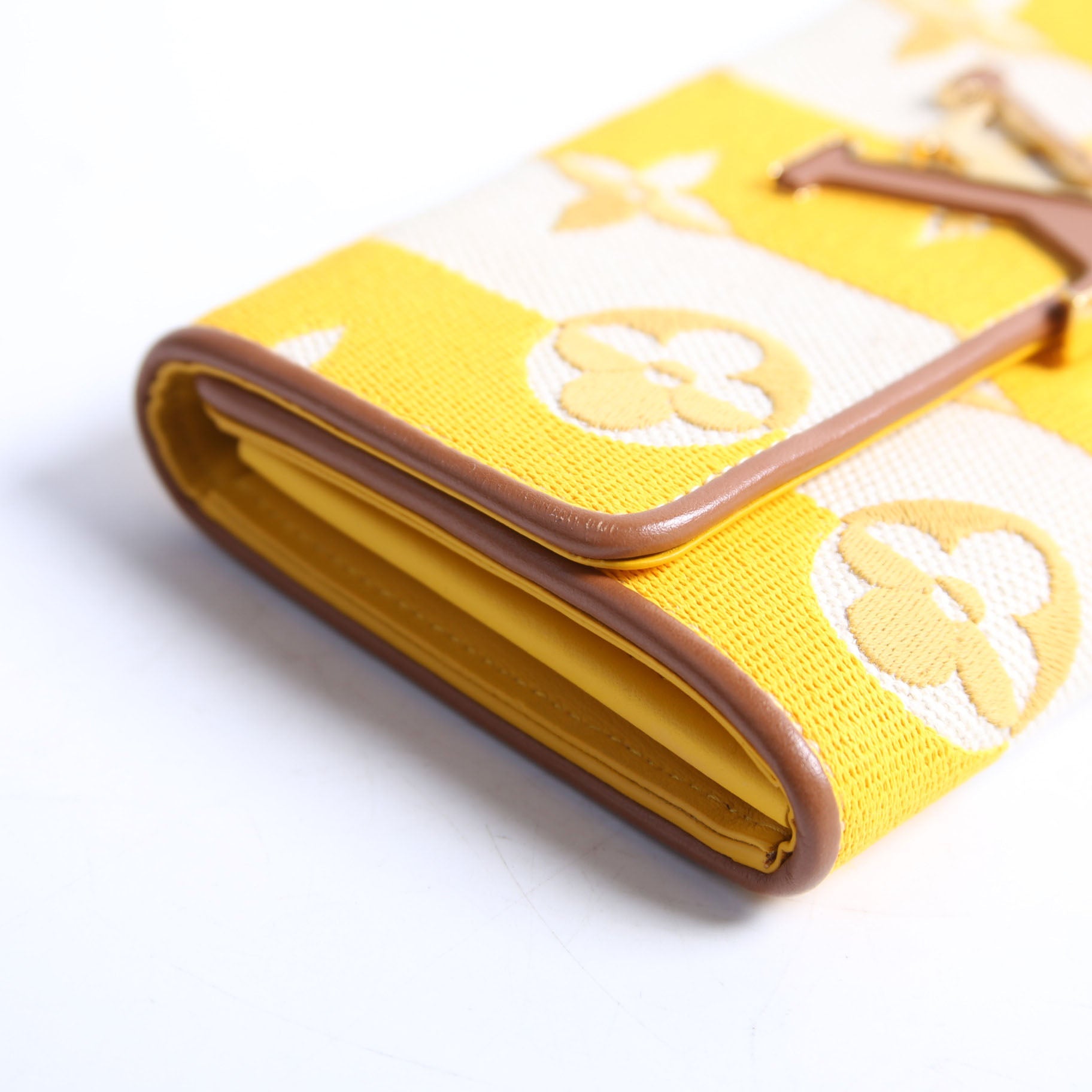 Louis Vuitton Capucines Wallet Striped Embroidered Yellow