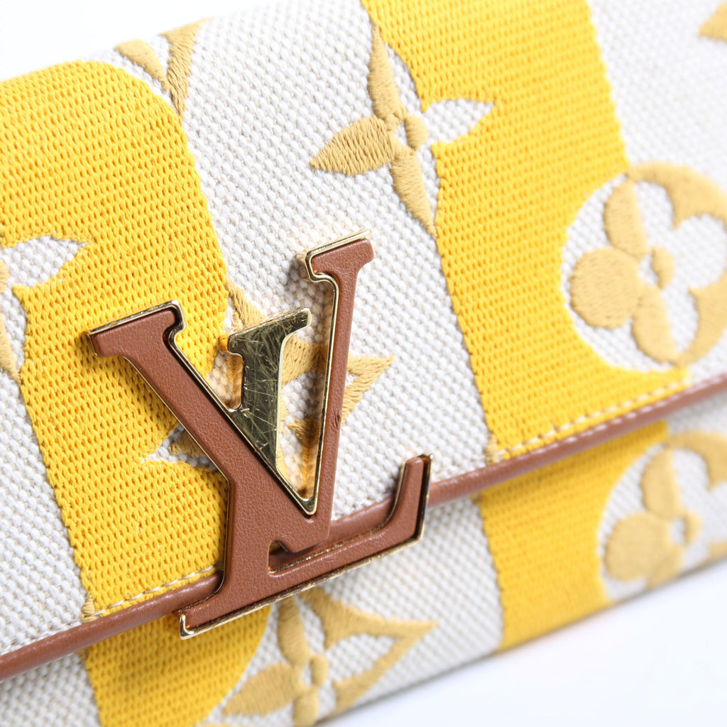 Louis Vuitton Capucines Wallet Striped Embroidered Yellow
