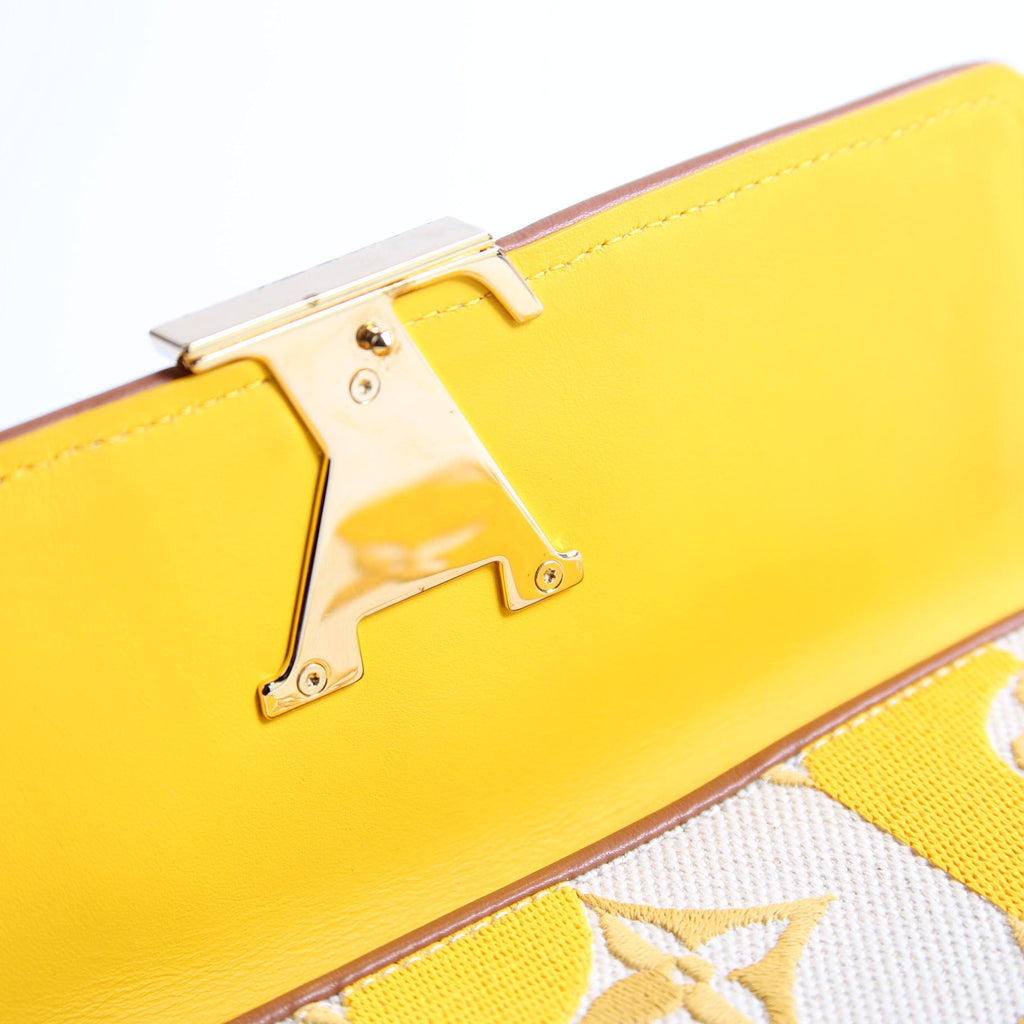 Louis Vuitton Capucines Wallet Striped Embroidered Yellow