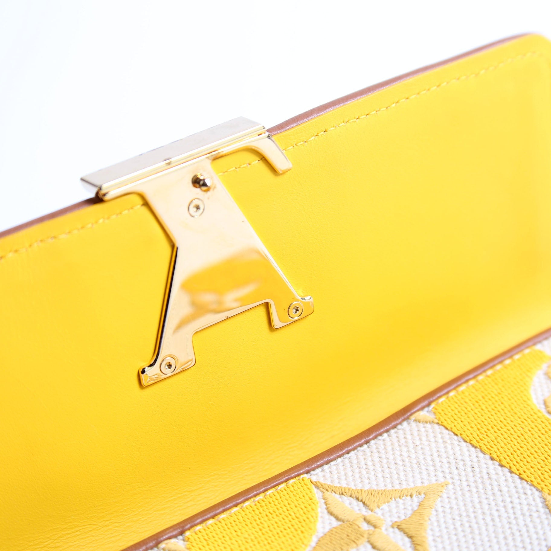 Louis Vuitton Capucines Wallet Striped Embroidered Yellow