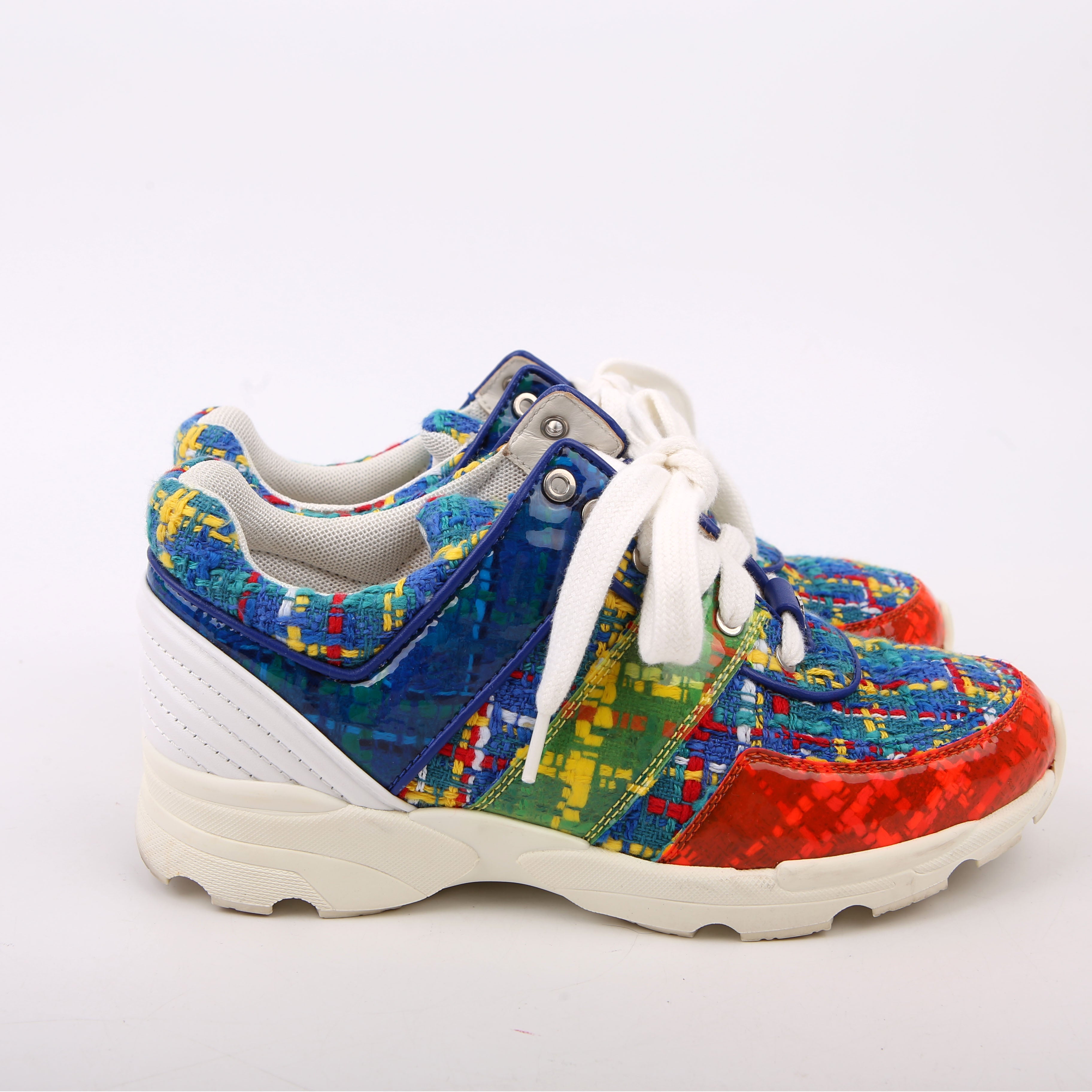 Chanel CC Tweed Sneakers Size 35