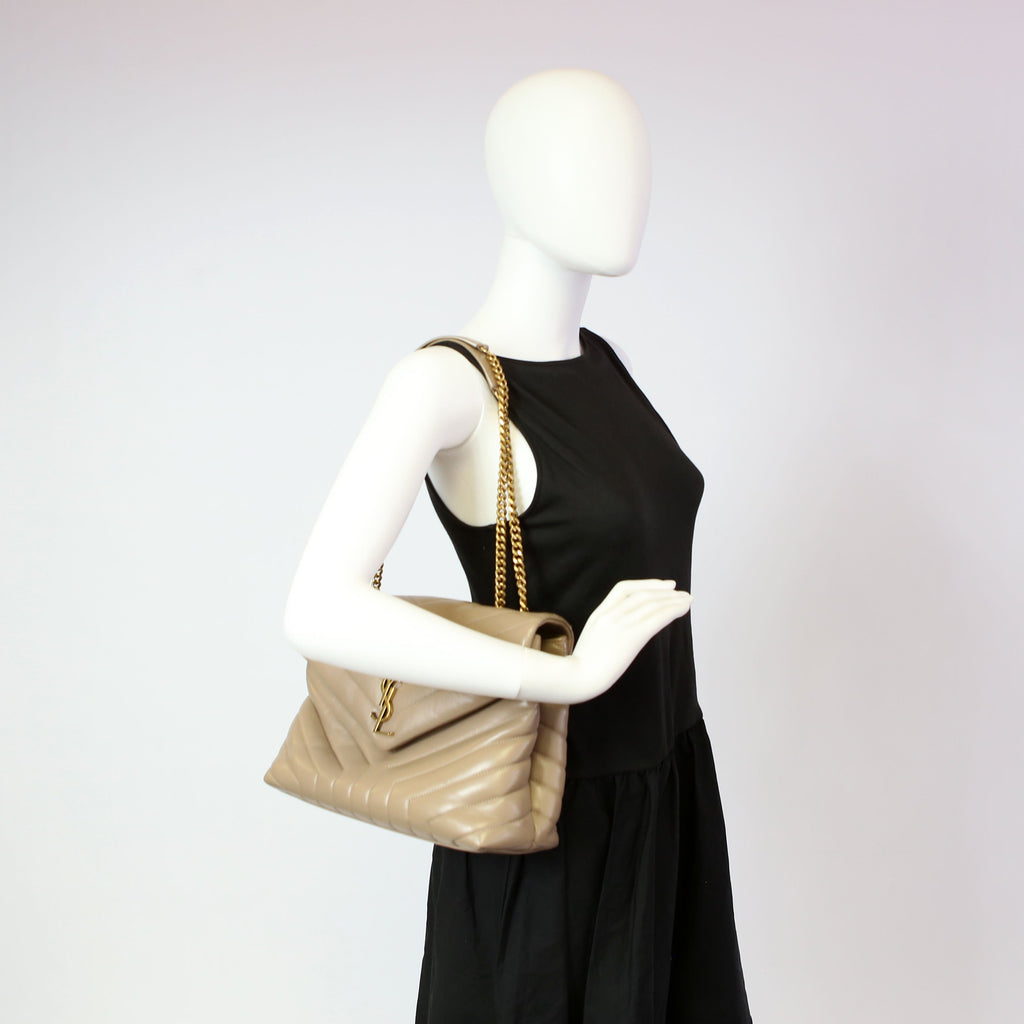 Saint Laurent Loulou Medium Quilted 574946 Beige
