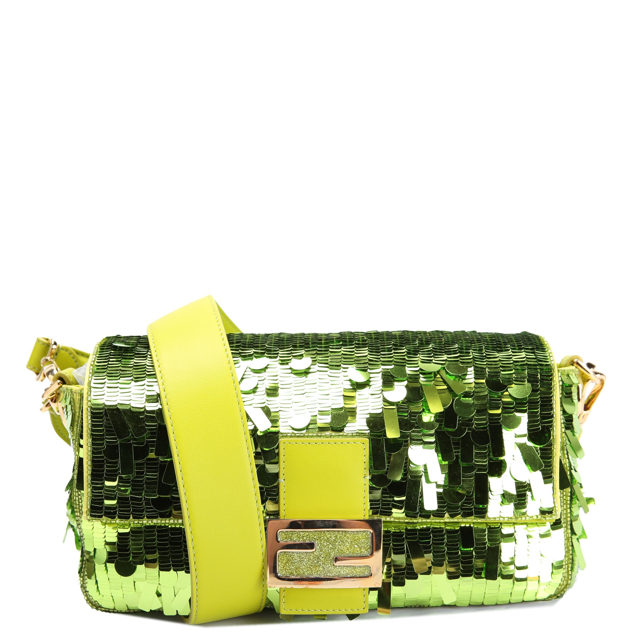 Fendi Sex And The City Sequin Paillettes Baguette Green
