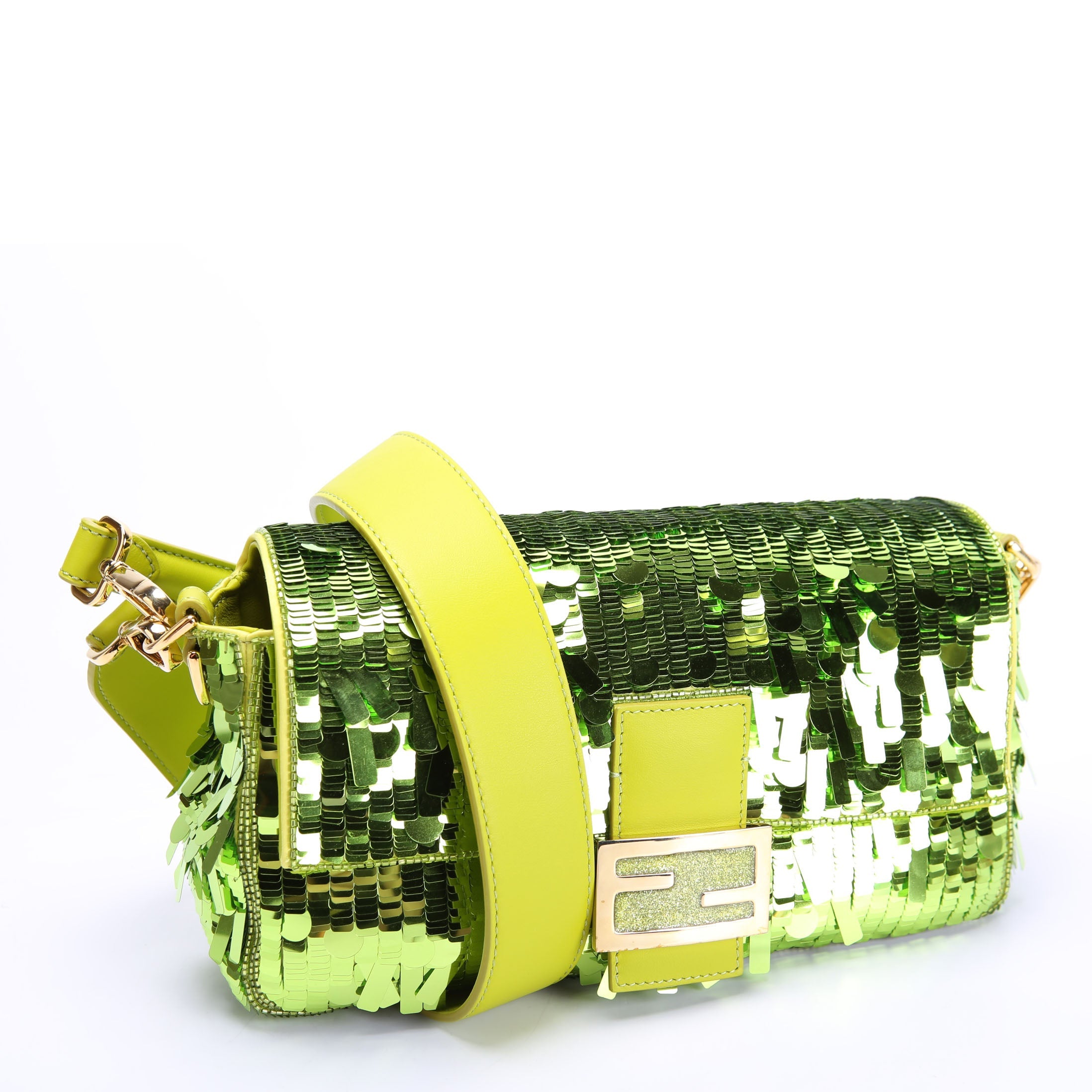 Fendi Sex And The City Sequin Paillettes Baguette Green