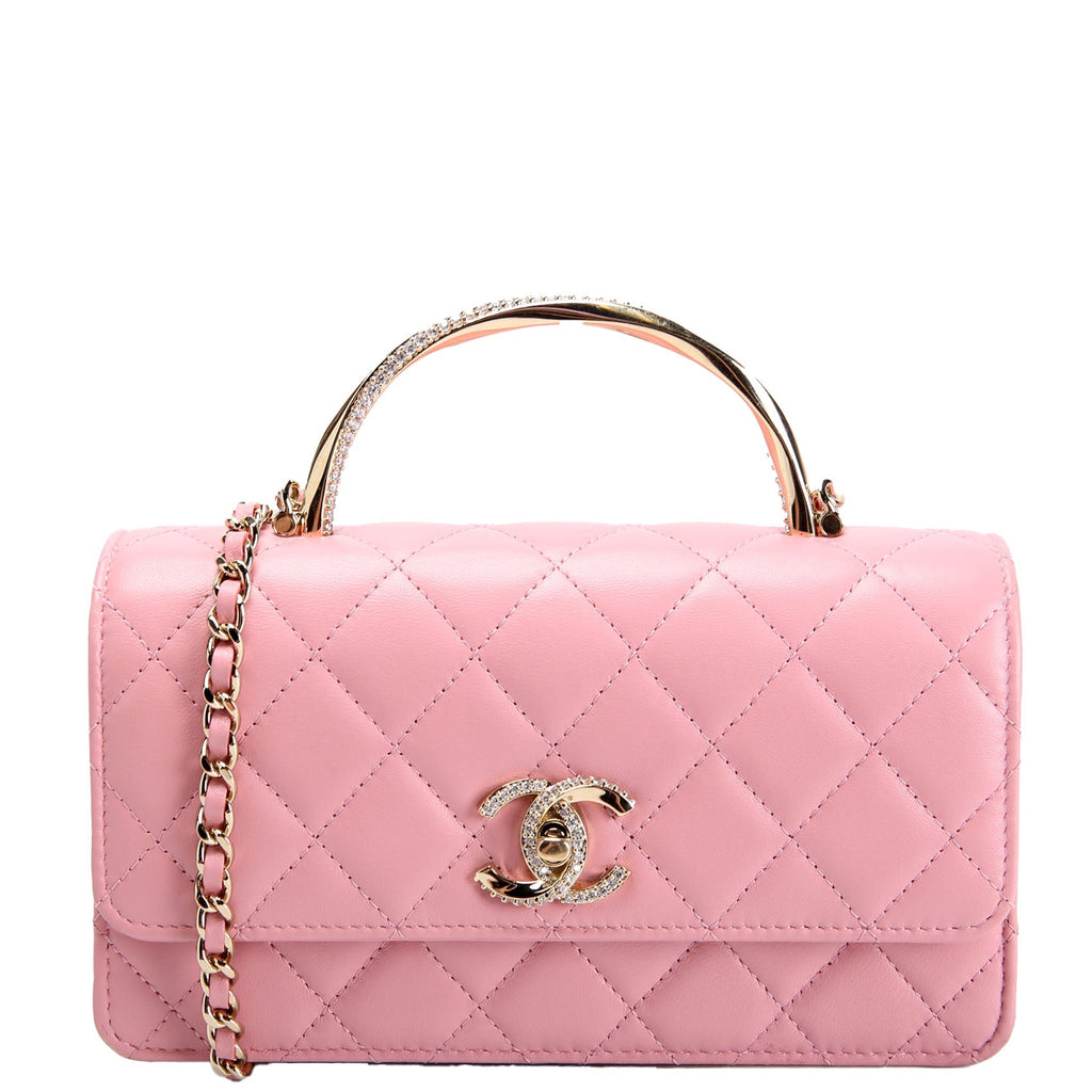 Chanel Crystal CC Top Handle Phone Holder Lambskin (RFID) Pink/Gold