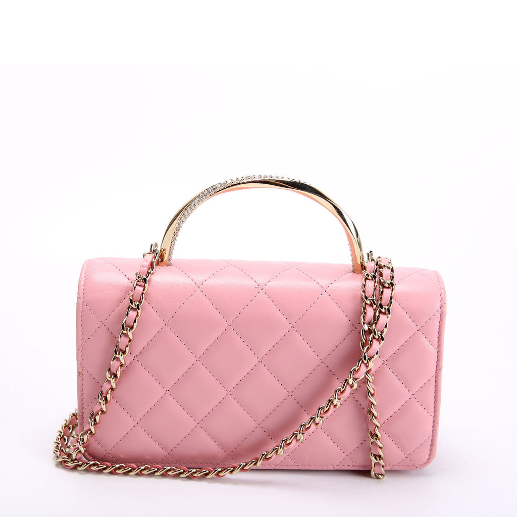 Chanel Crystal CC Top Handle Phone Holder Lambskin (RFID) Pink/Gold